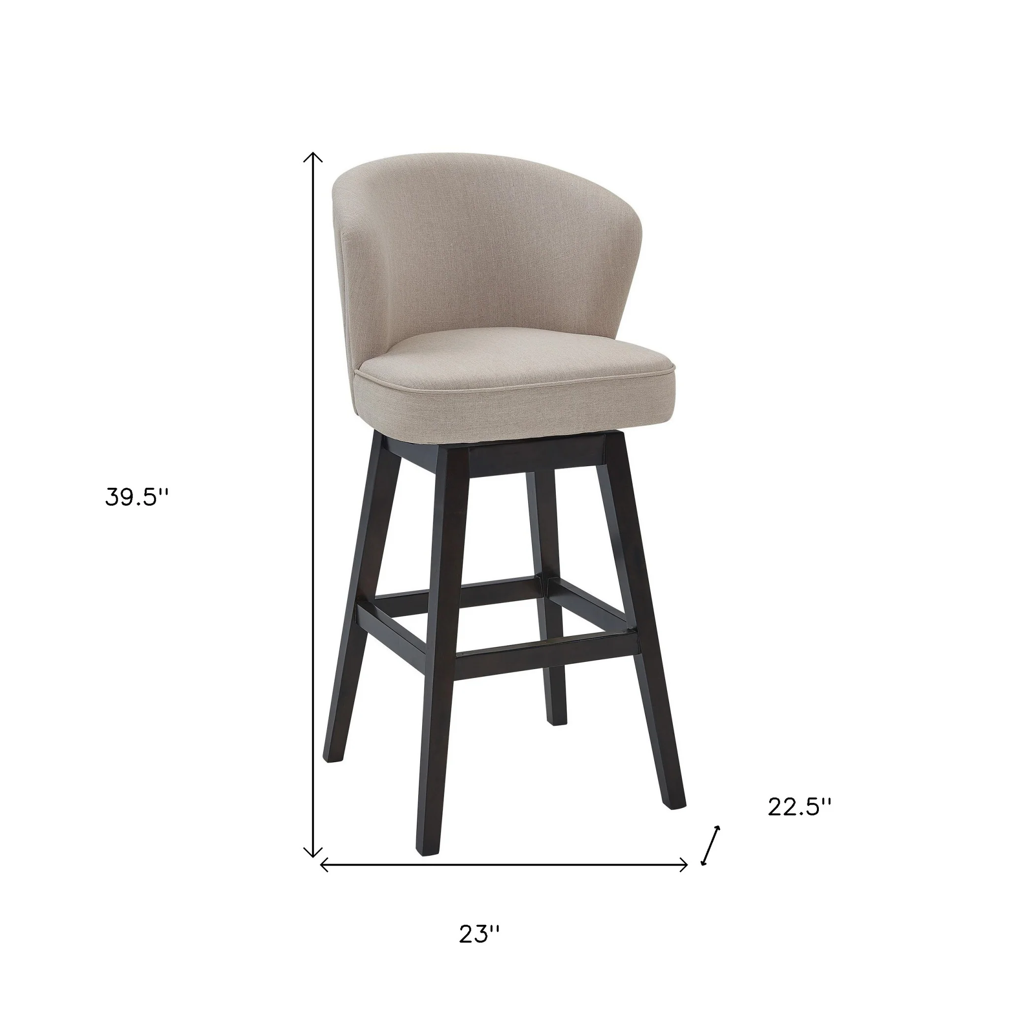 26" Tan Espresso Wood Fabric Swivel Bar Stool By Homeroots - Image 8