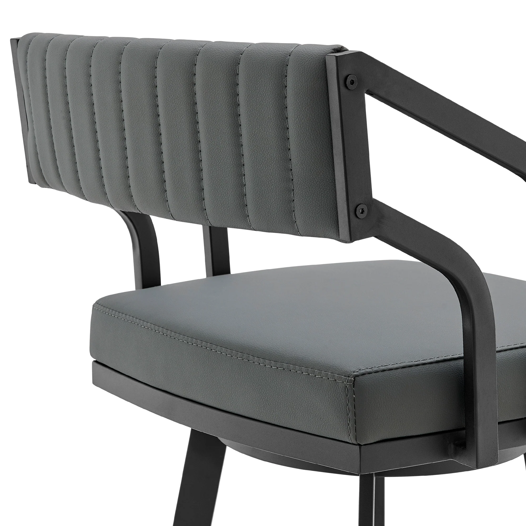 26" Timeless Slate Grey Faux Leather Silver Finish Swivel Counter Stool By Homeroots - Image 6
