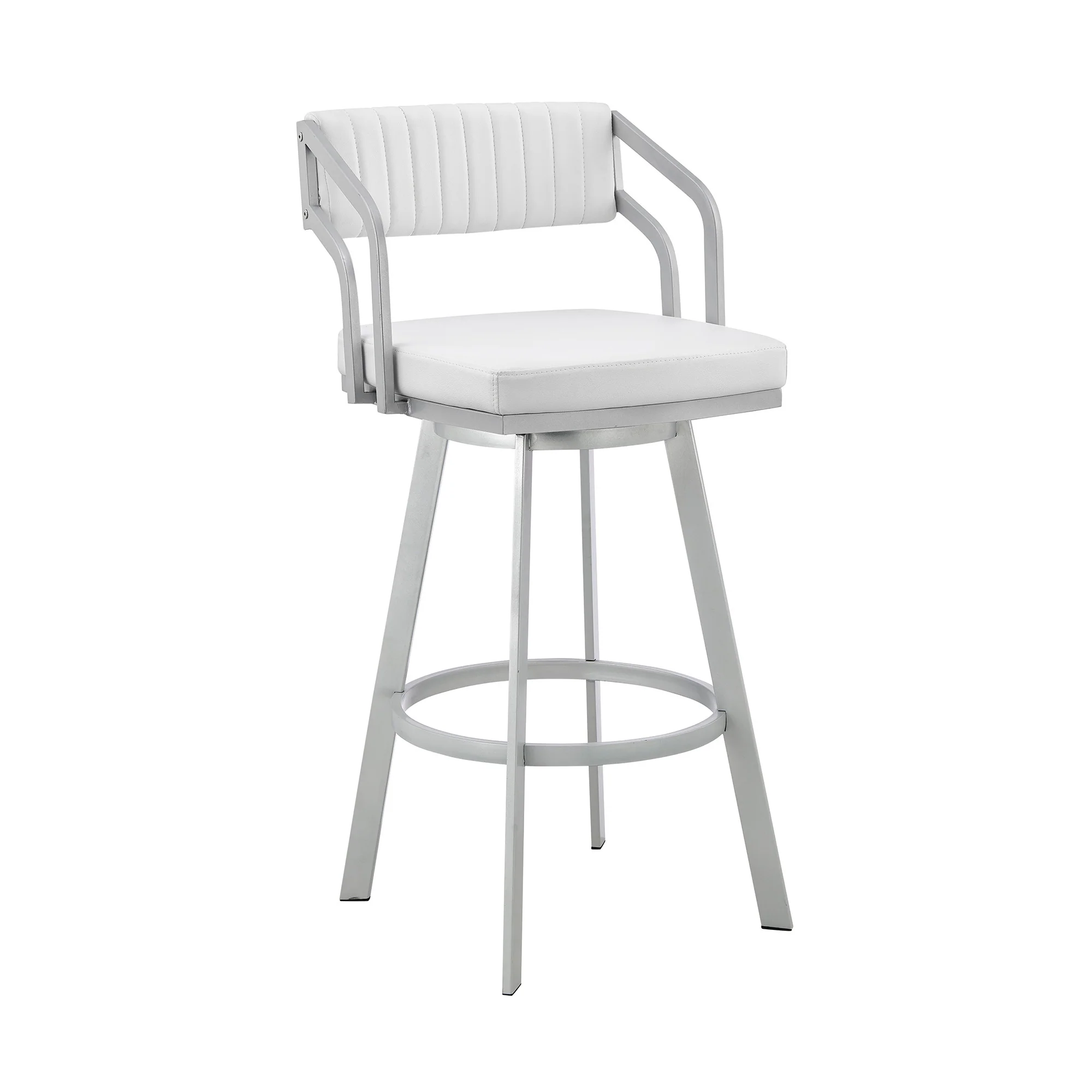 26" Timeless White Faux Leather Bar Stool By Homeroots - Image 2