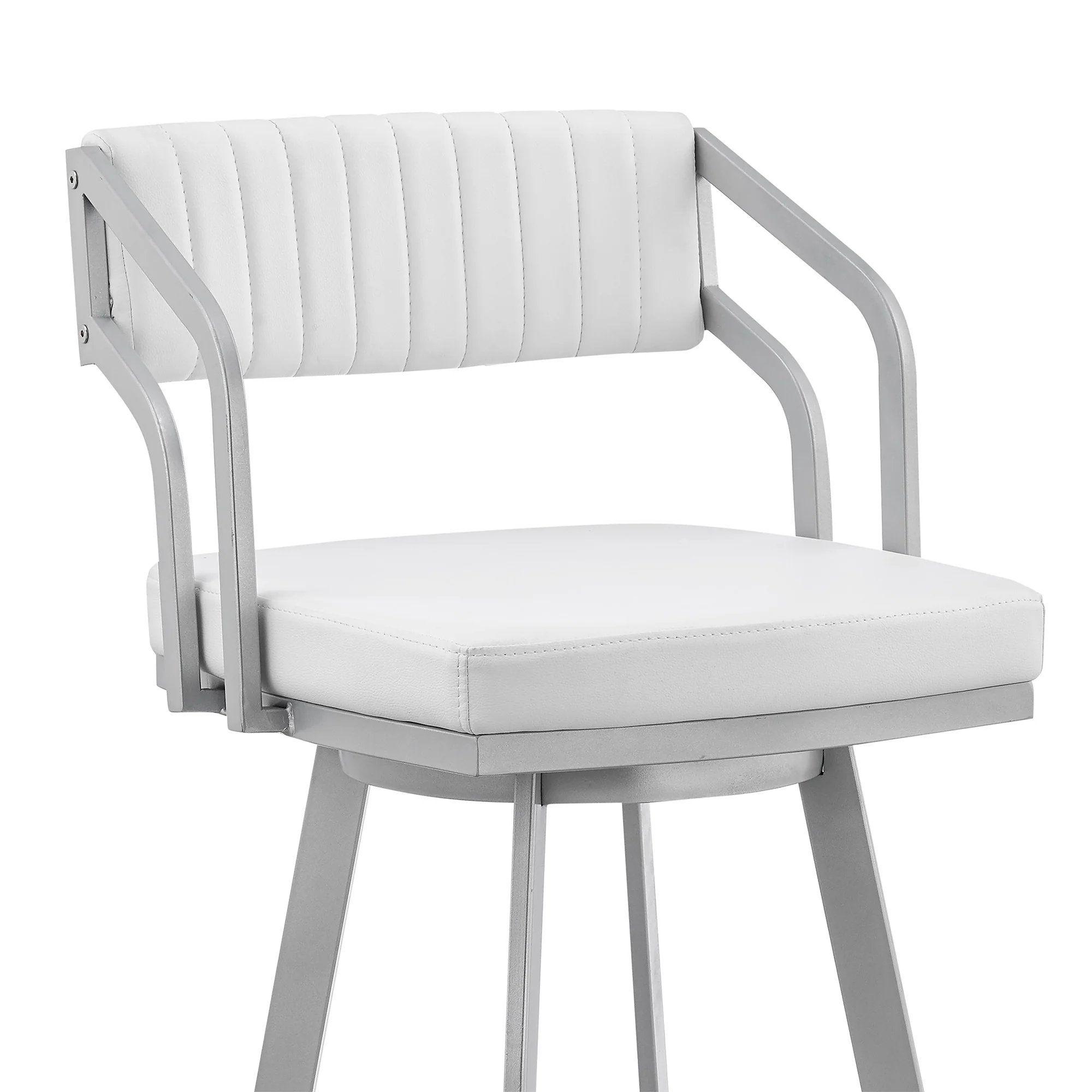 26" Timeless White Faux Leather Bar Stool By Homeroots - Image 6