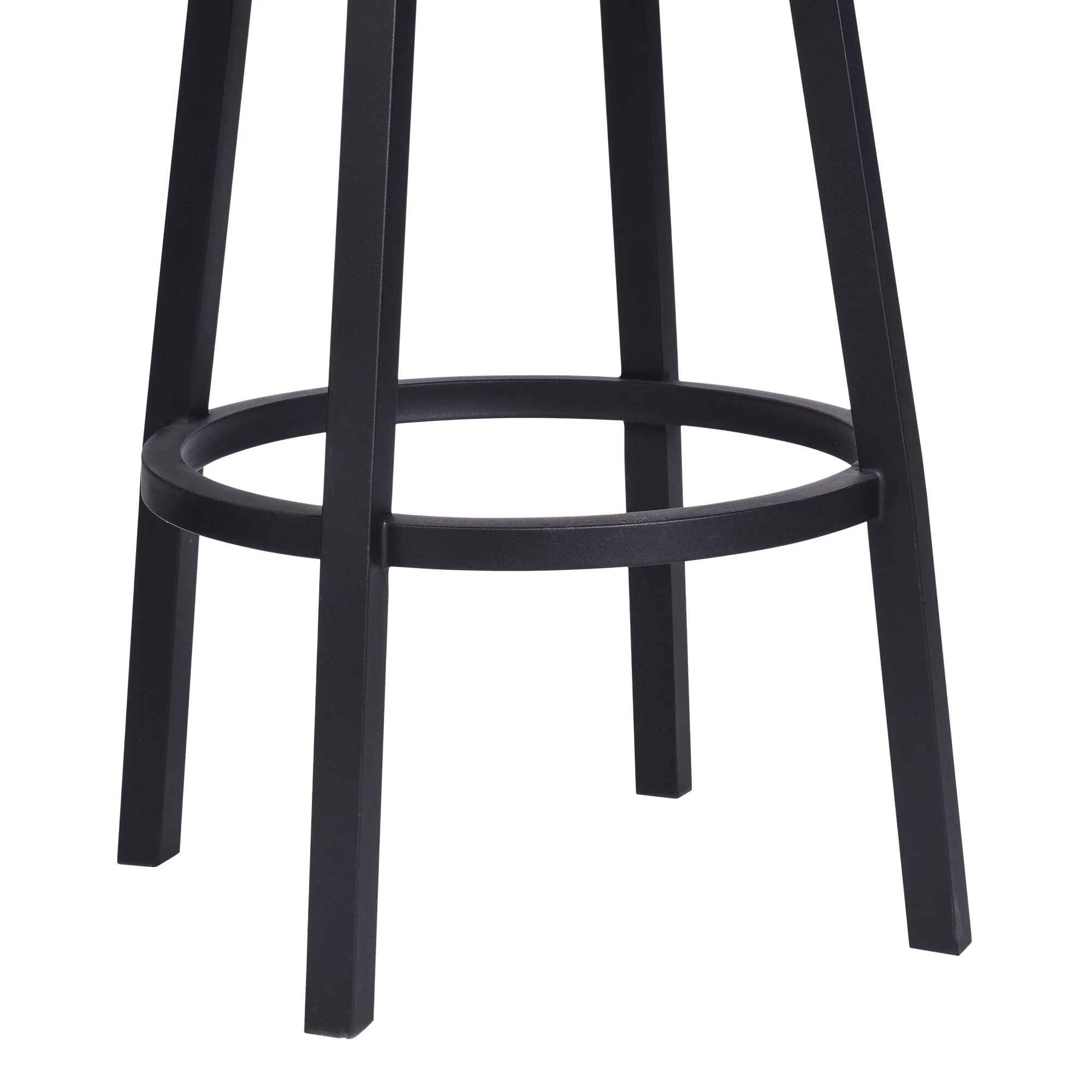 26" Vintage Black on Black Faux Leather Rectangular Swivel Armless Bar Stool By Homeroots - Image 7