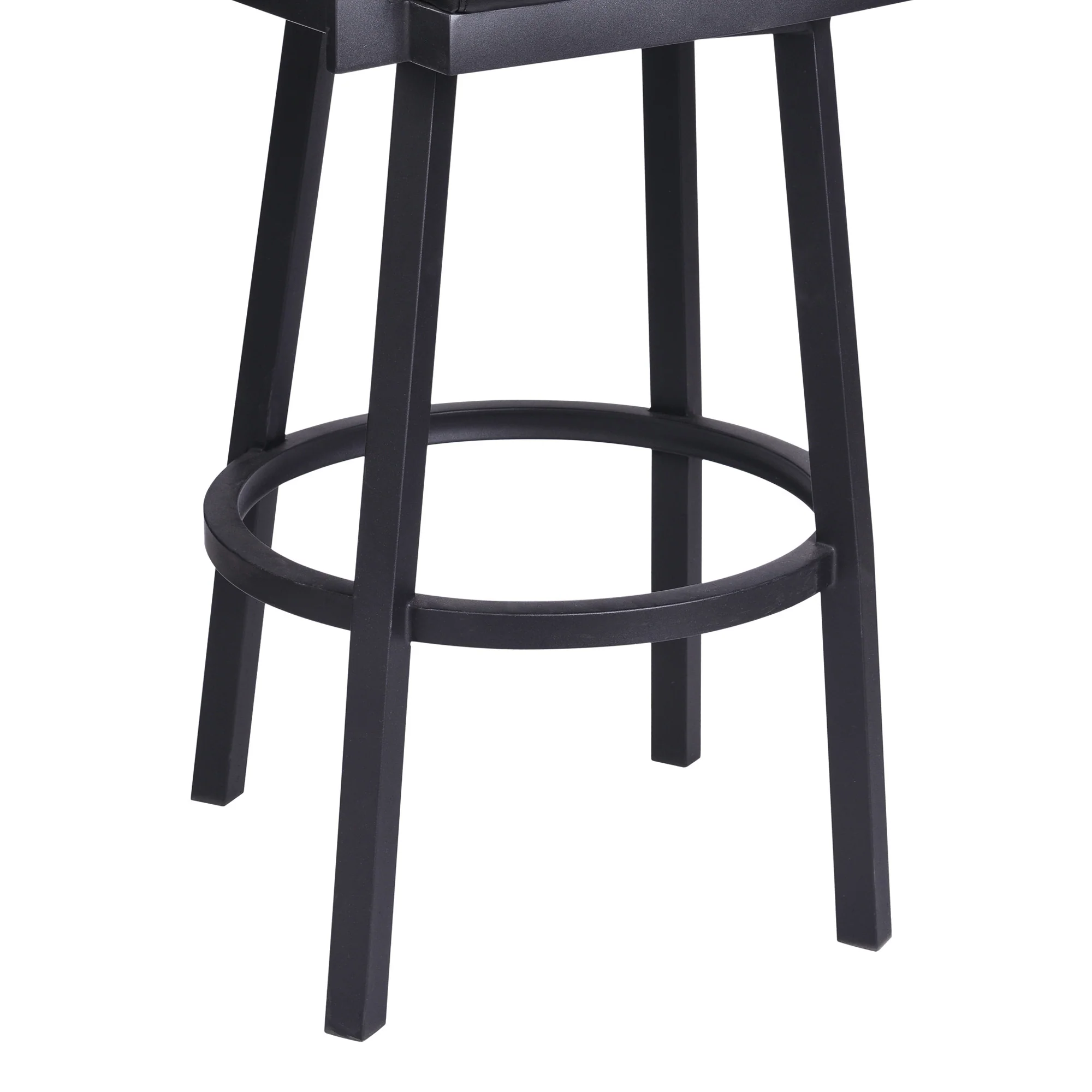 26" Vintage Black on Black Faux Leather Rectangular Swivel Barstool By Homeroots - Image 7