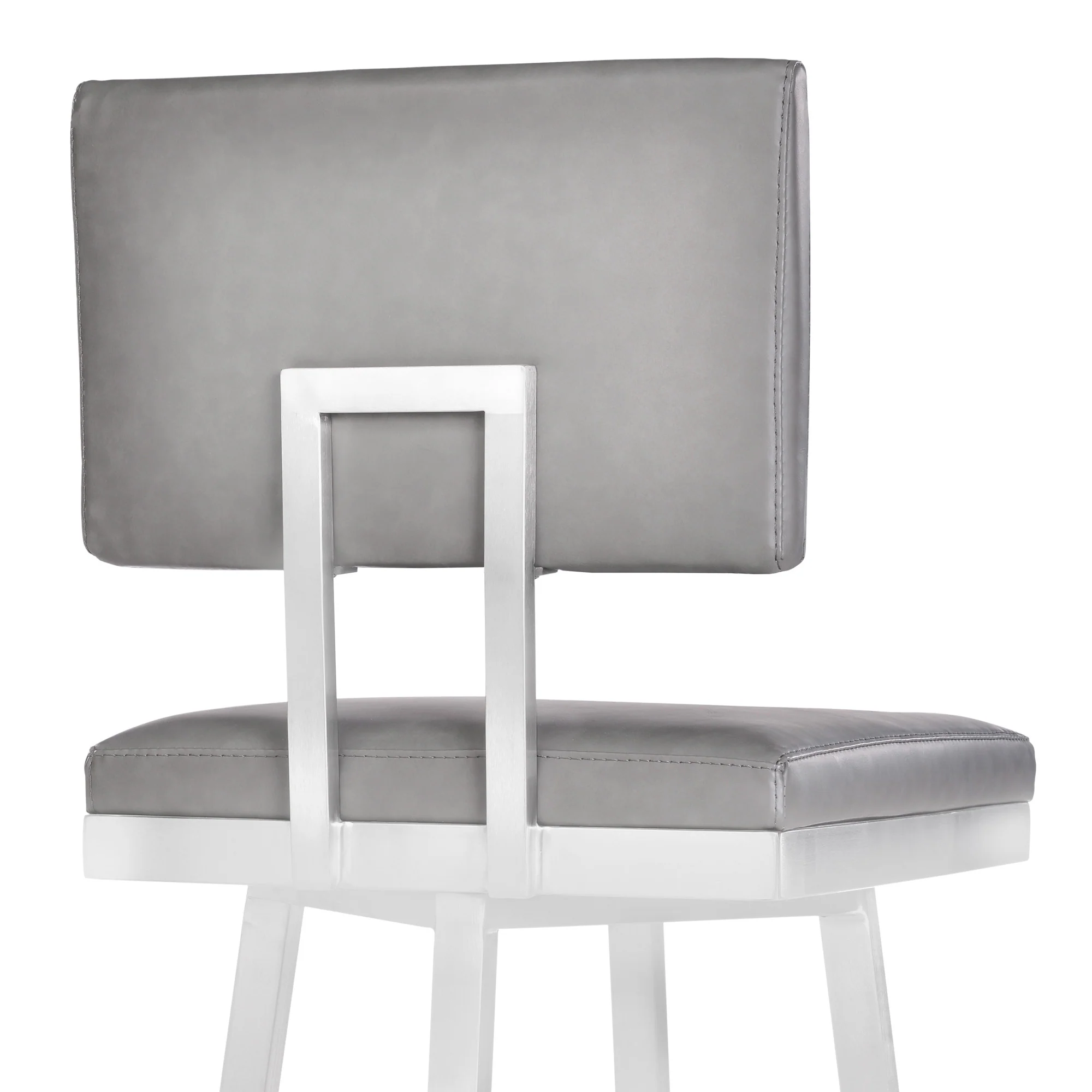 26" Vintage Gray on Stainless Faux Leather Rectangular Swivel Armless Barstool By Homeroots - Image 5