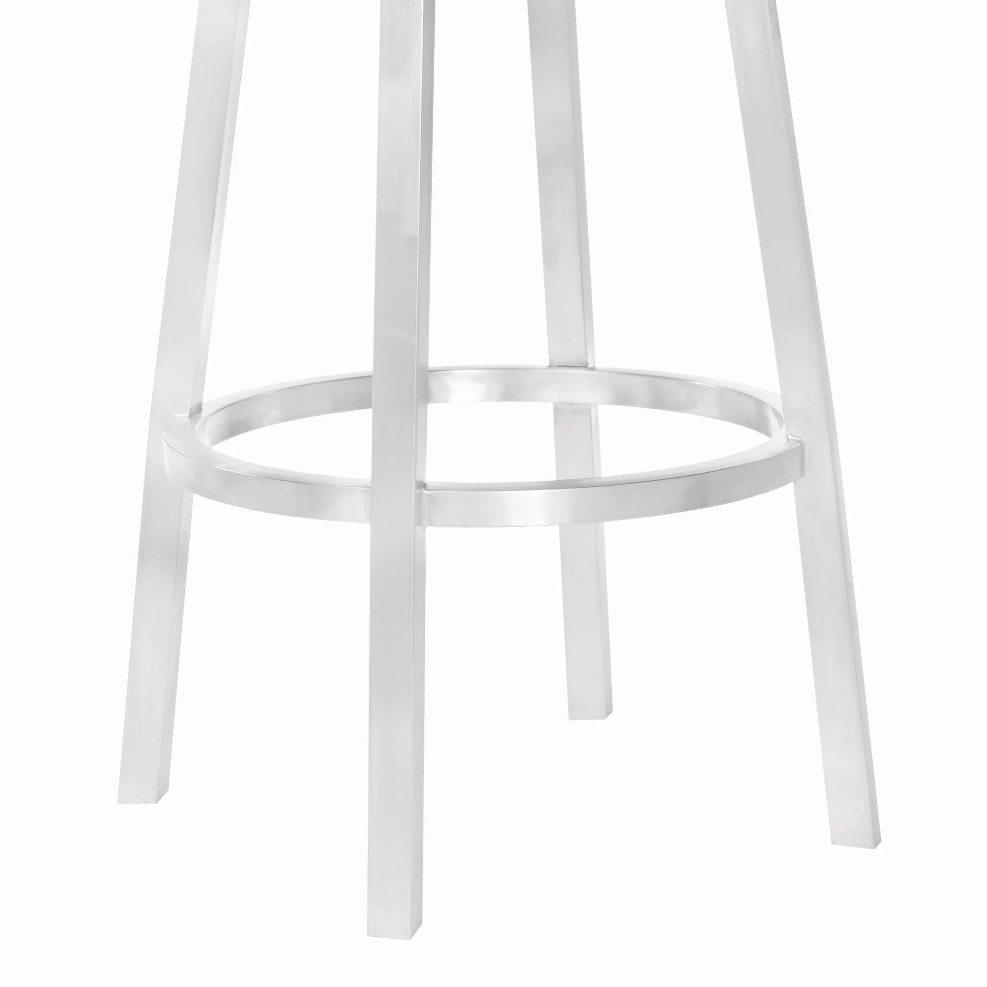 26" Vintage Gray on Stainless Faux Leather Rectangular Swivel Armless Barstool By Homeroots - Image 6