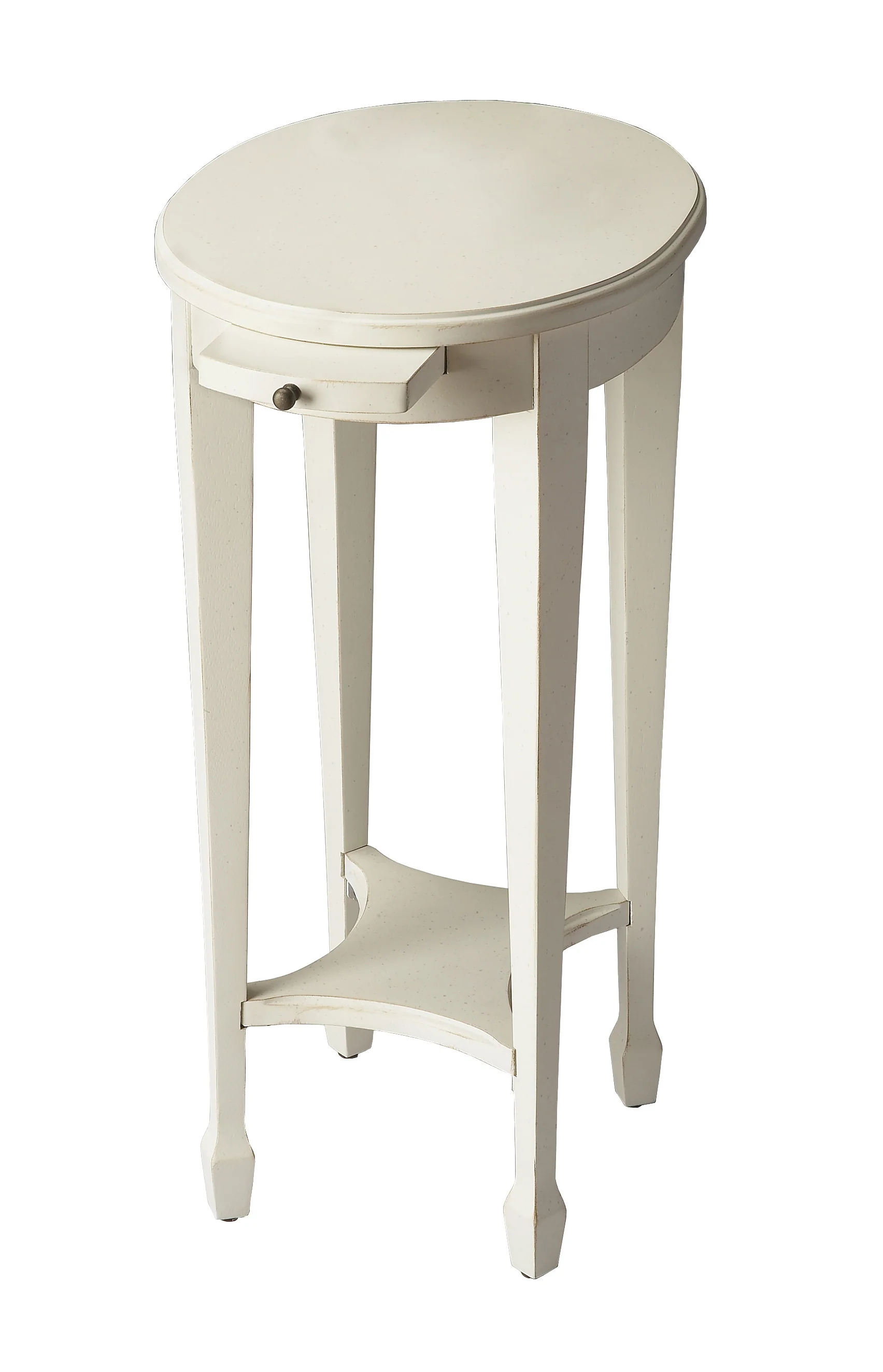 26" White And Cottage White Manufactured Wood Oval End Table With Shelf By Homeroots - Image 2