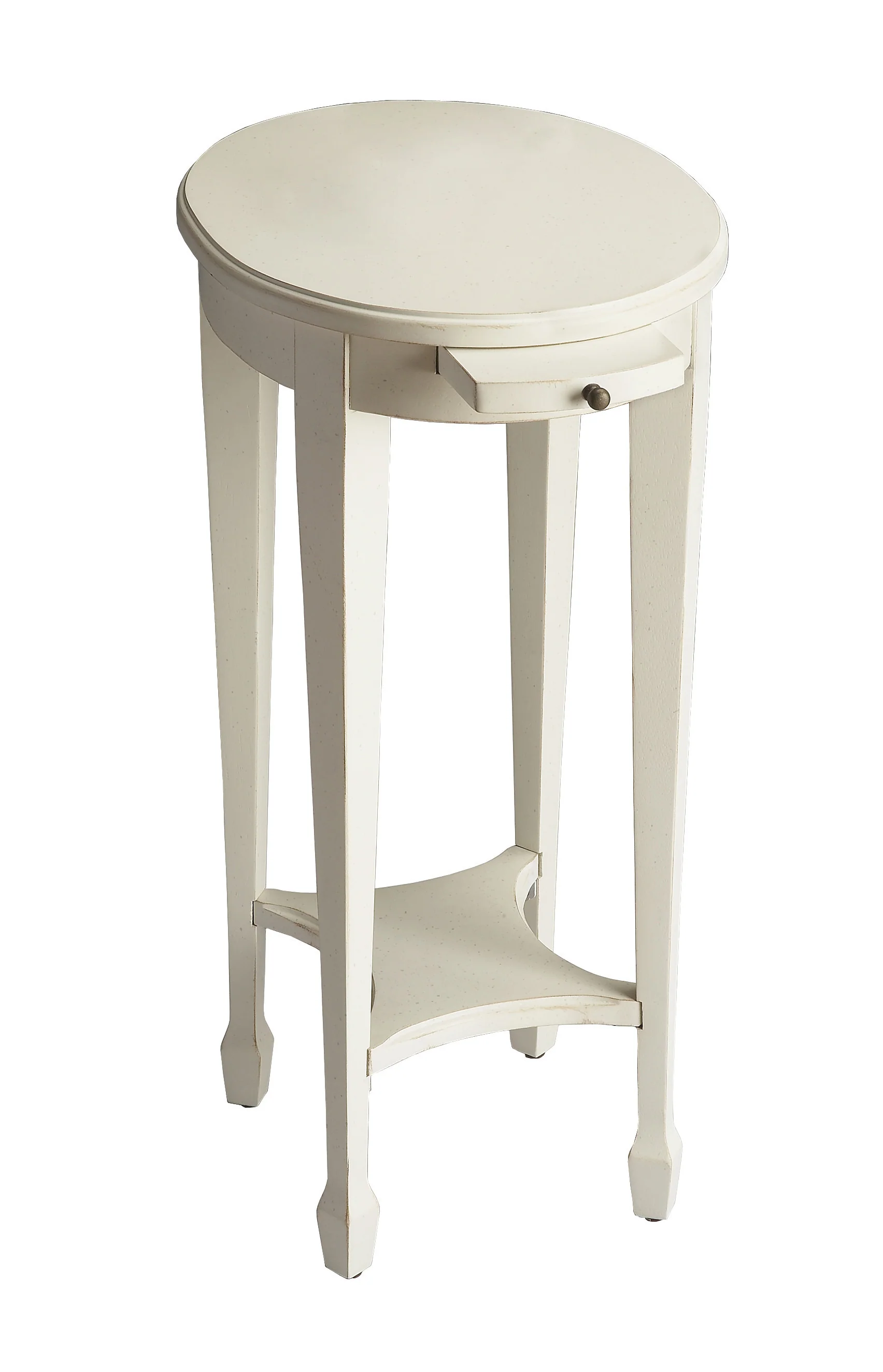 26" White And Cottage White Manufactured Wood Oval End Table With Shelf By Homeroots - Image 3