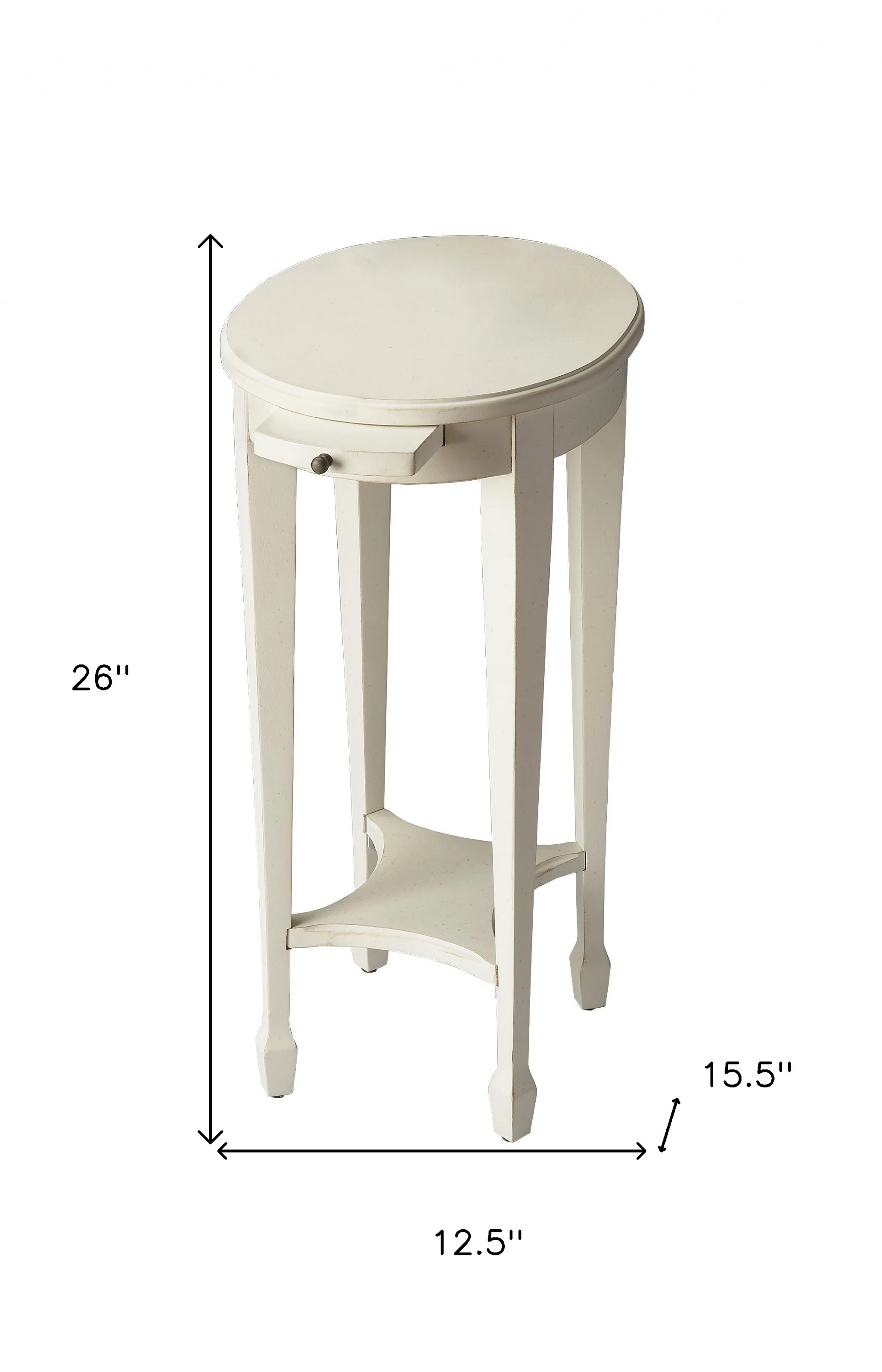 26" White And Cottage White Manufactured Wood Oval End Table With Shelf By Homeroots - Image 7