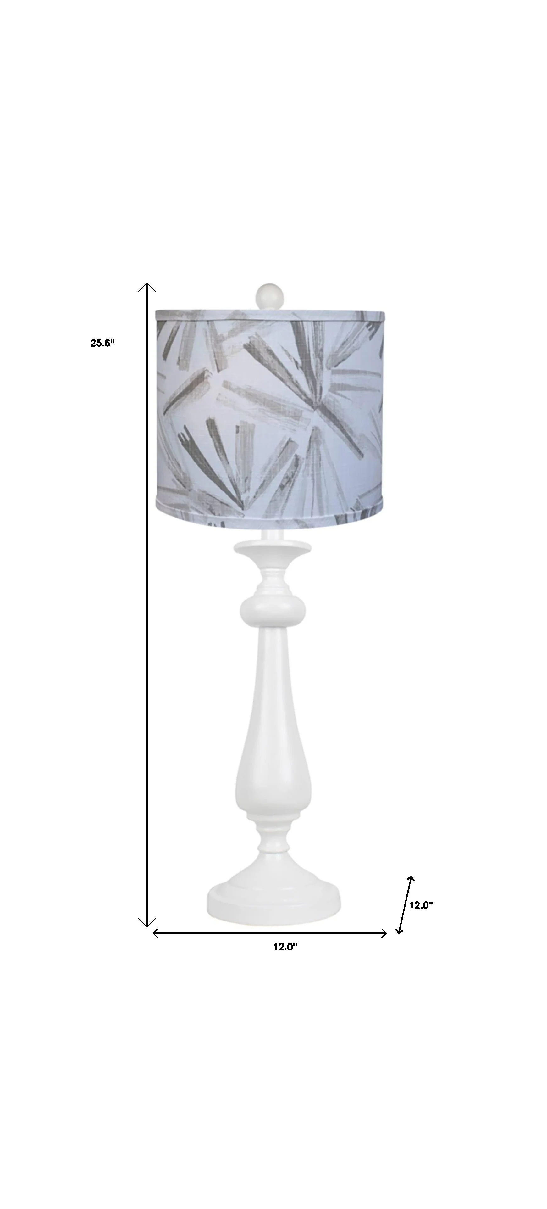 26" White Candlestick Table Lamp With Gray Taupe Abstract Shade By Homeroots - Image 4