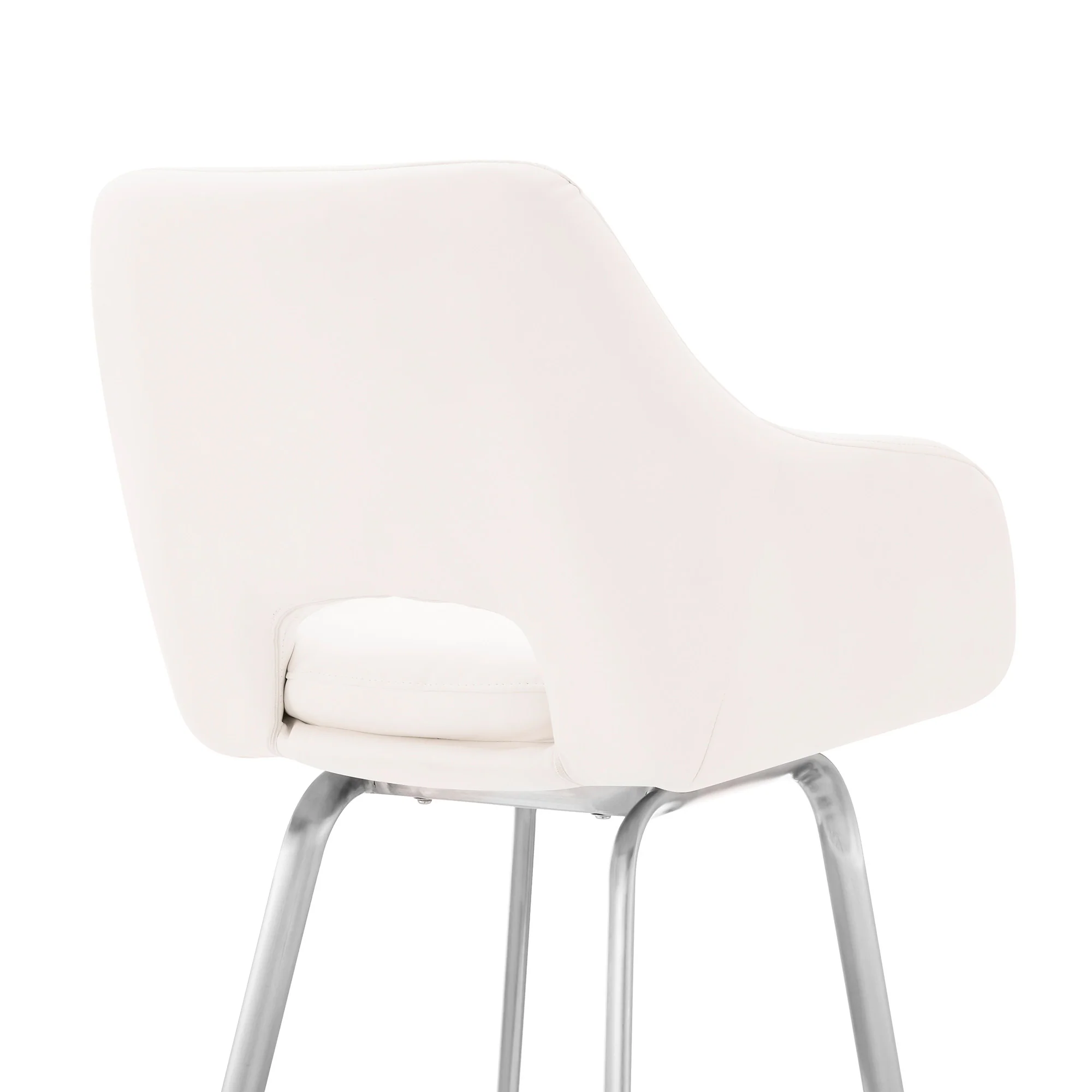 26" White Faux Leather and Stainless Steel Swivel Counter Stool By Homeroots - Image 8