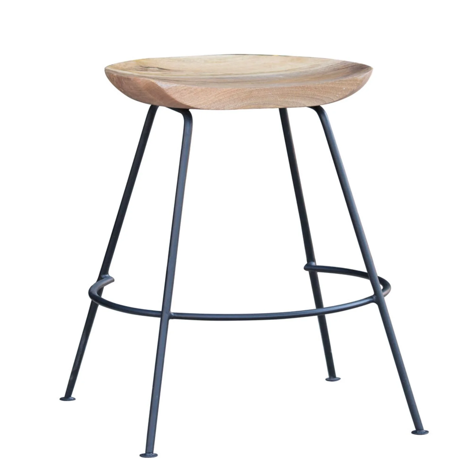 26" Wood Brown And Light Gray Backless Counter Height Bar Chair With Footrest By Homeroots - Image 2