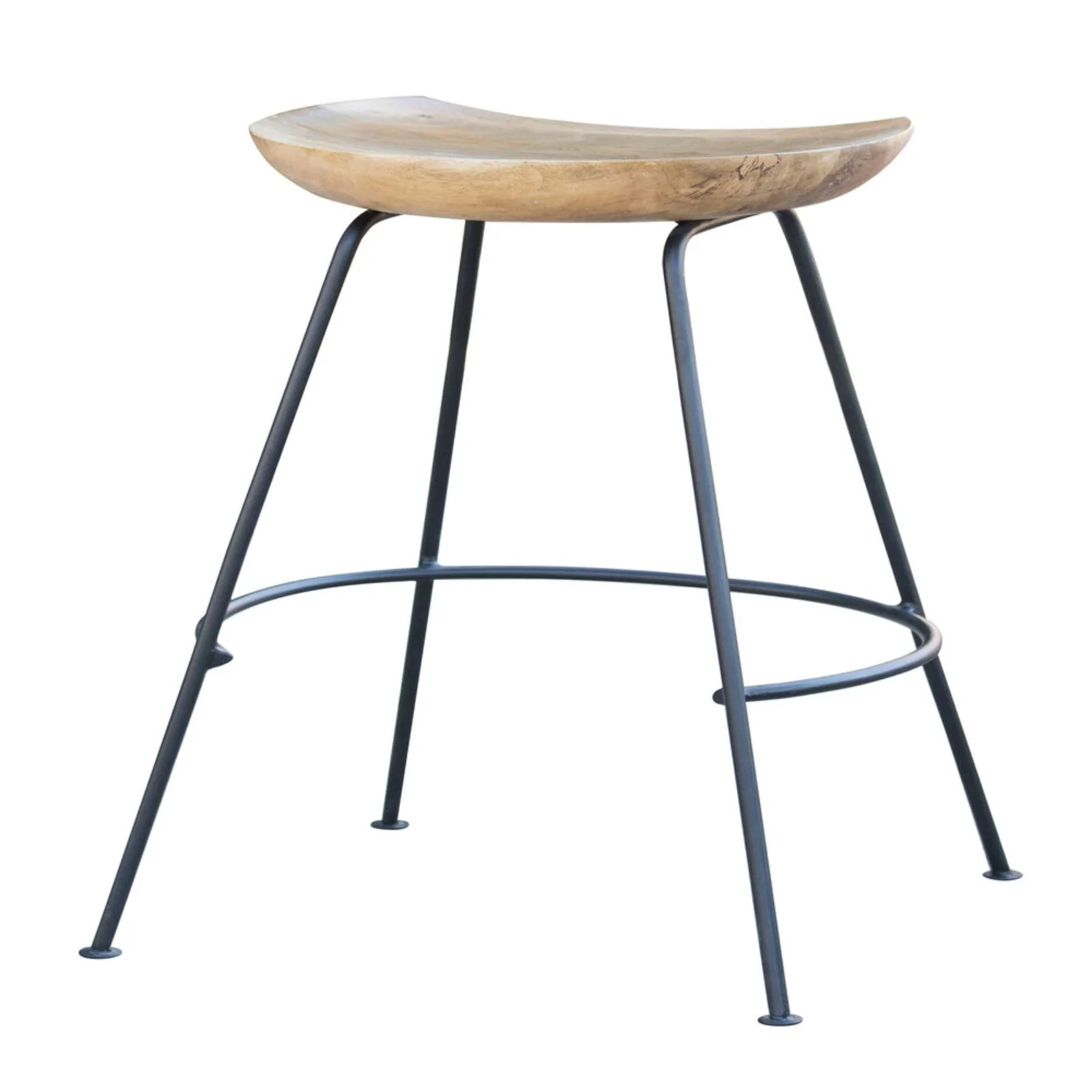 26" Wood Brown And Light Gray Backless Counter Height Bar Chair With Footrest By Homeroots - Image 3