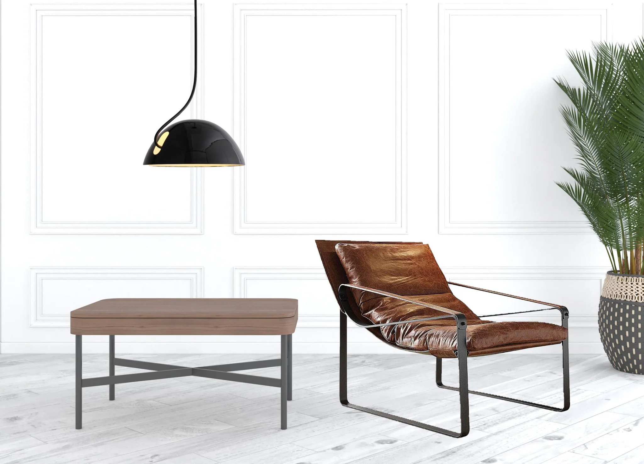 27" Brown Top Grain Leather And Steel Lounge Chair By Homeroots - Image 2