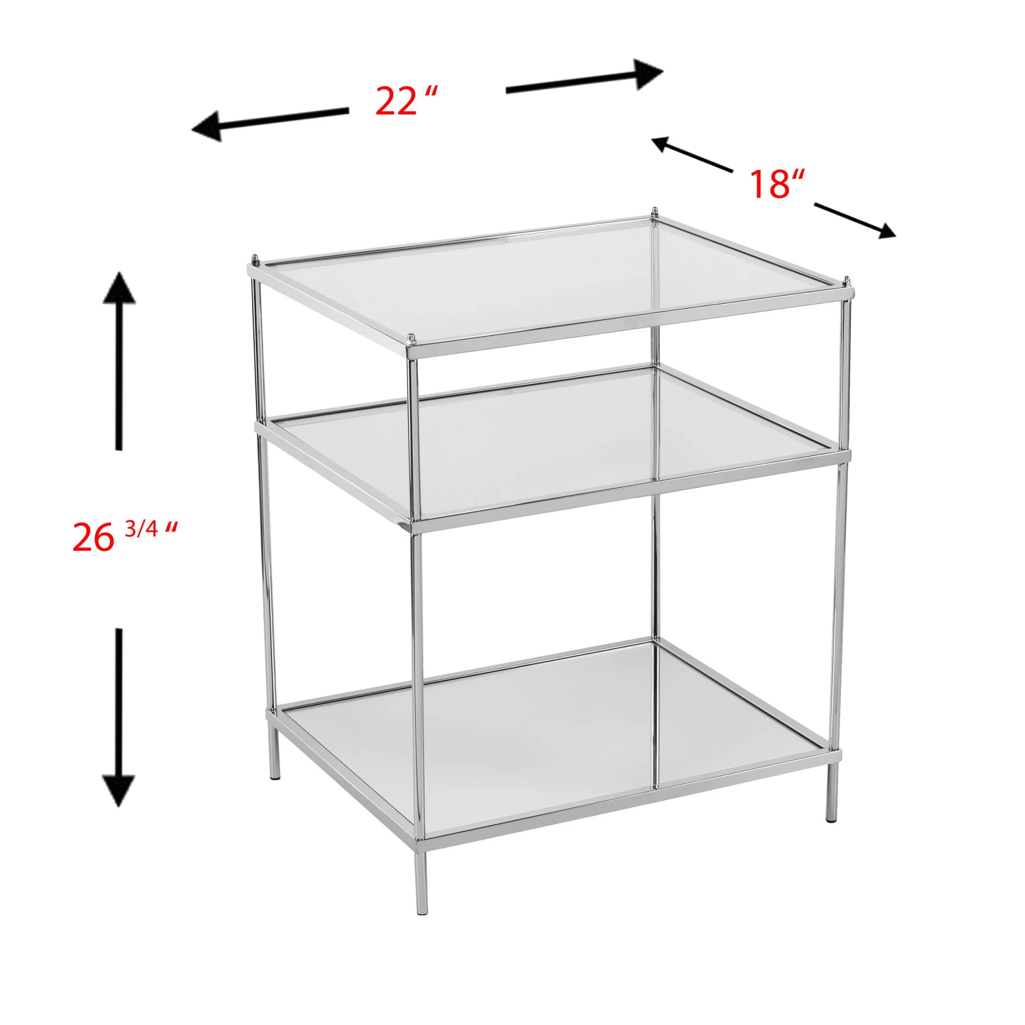 27" Chrome Glass And Iron Rectangular Mirrored End Table With Shelf By Homeroots - Image 7