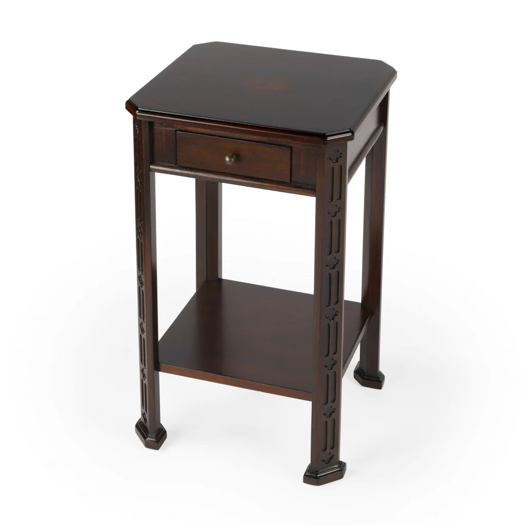 27" Dark Brown And Cherry Manufactured Wood Rectangular End Table With Drawer And Shelf By Homeroots - Image 2