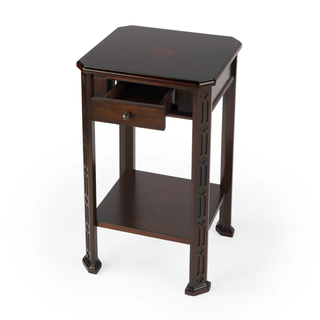 27" Dark Brown And Cherry Manufactured Wood Rectangular End Table With Drawer And Shelf By Homeroots - Image 3