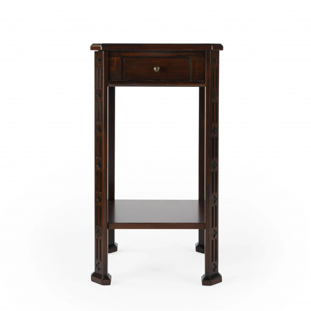 27" Dark Brown And Cherry Manufactured Wood Rectangular End Table With Drawer And Shelf By Homeroots - Image 5