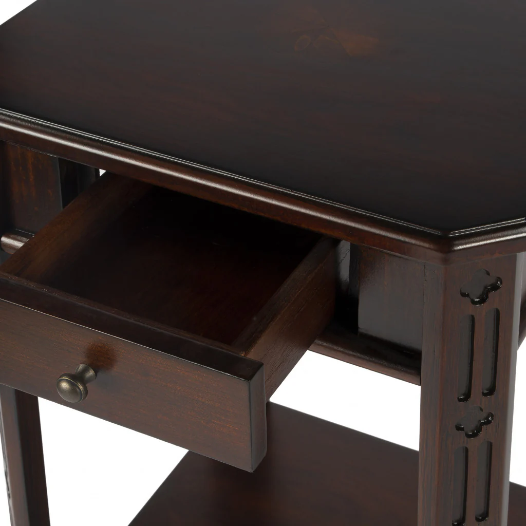 27" Dark Brown And Cherry Manufactured Wood Rectangular End Table With Drawer And Shelf By Homeroots - Image 9