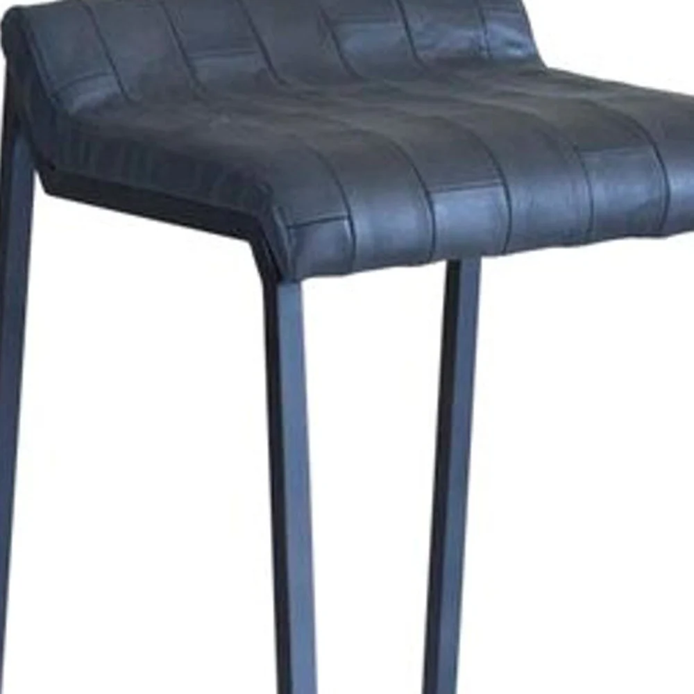 27" Dark Gray Leather Low Back Counter Height Bar Chair With Footrest By Homeroots - Image 3