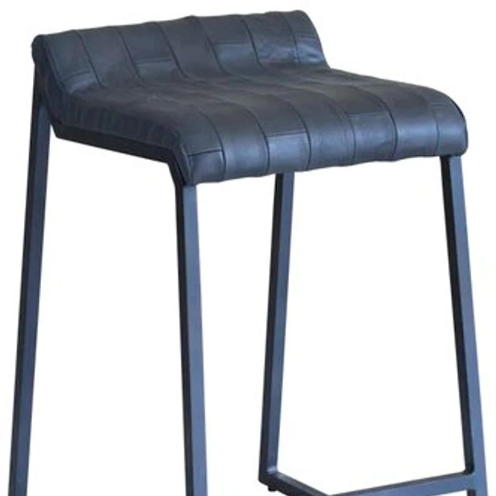 27" Dark Gray Leather Low Back Counter Height Bar Chair With Footrest By Homeroots - Image 4