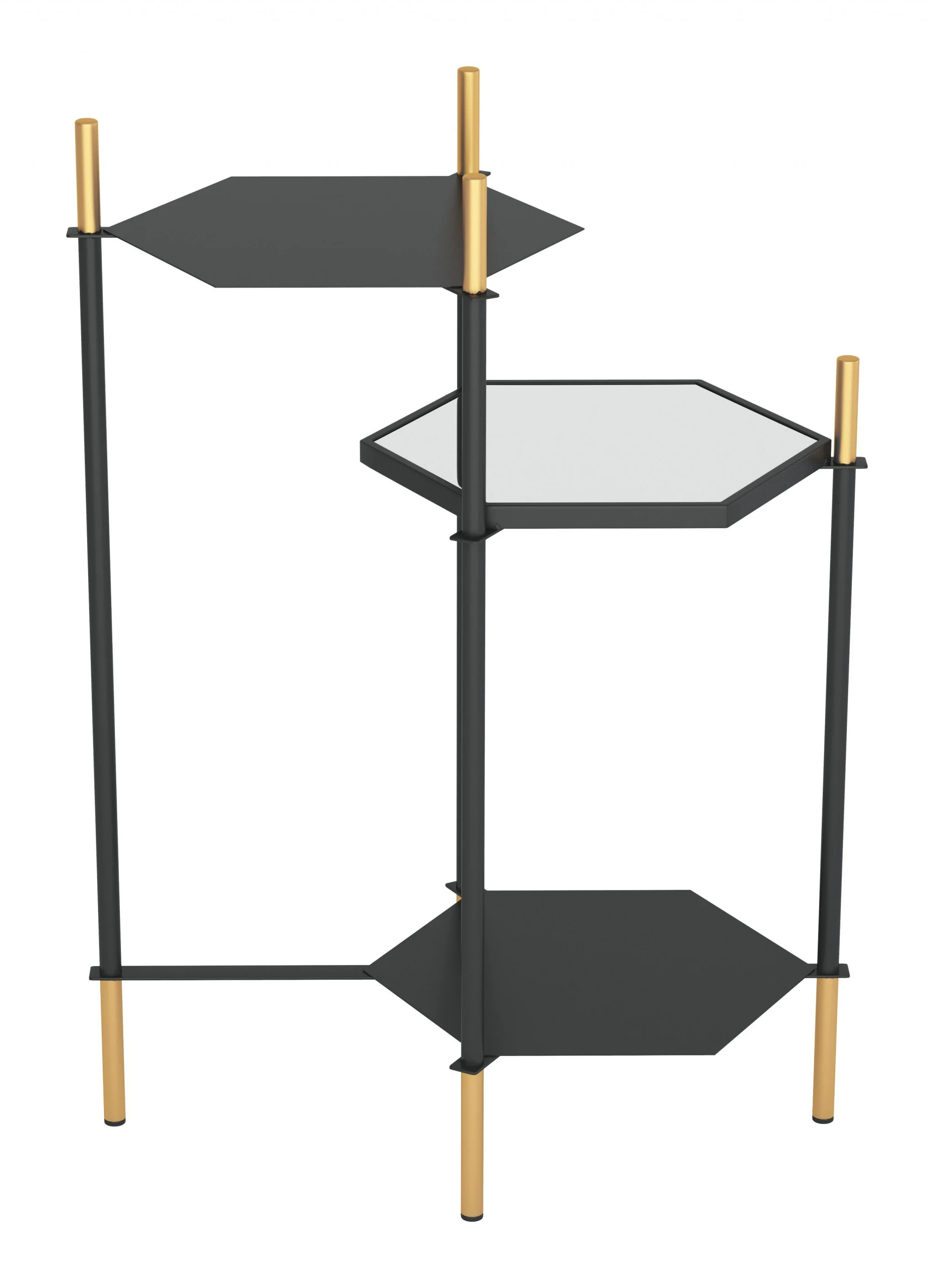 27" Gold And Black Glass End Table With Two Shelves By Homeroots - Image 2