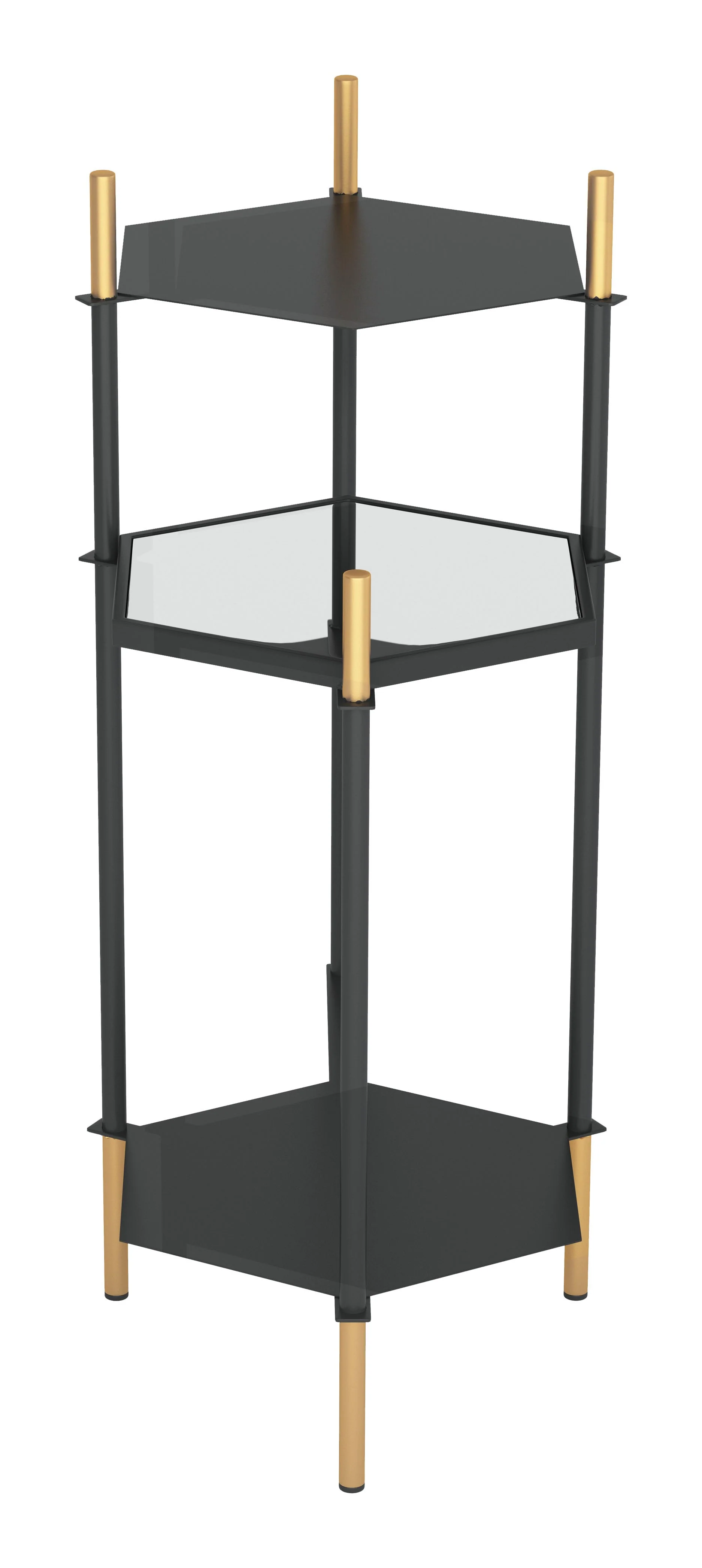 27" Gold And Black Glass End Table With Two Shelves By Homeroots - Image 3