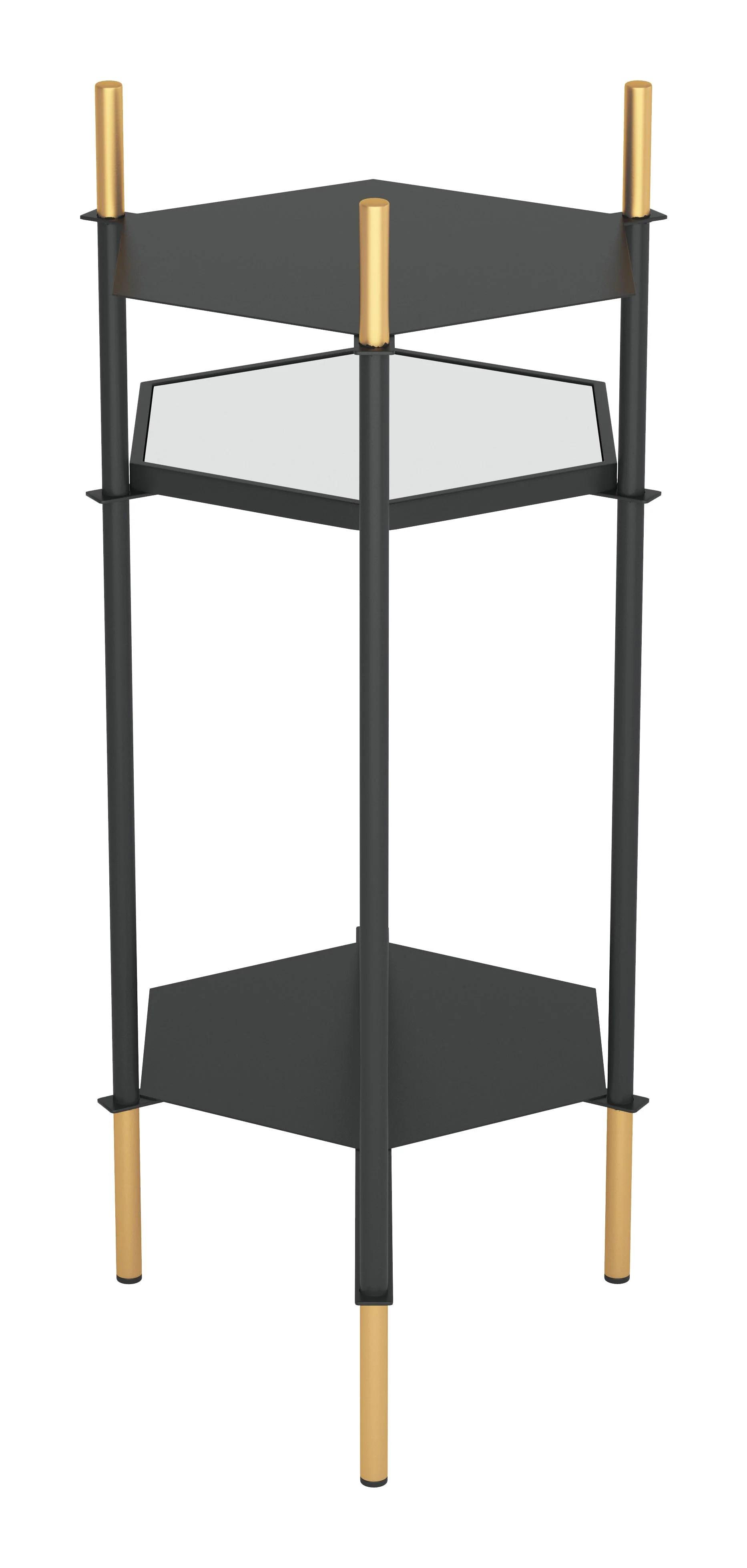 27" Gold And Black Glass End Table With Two Shelves By Homeroots - Image 4