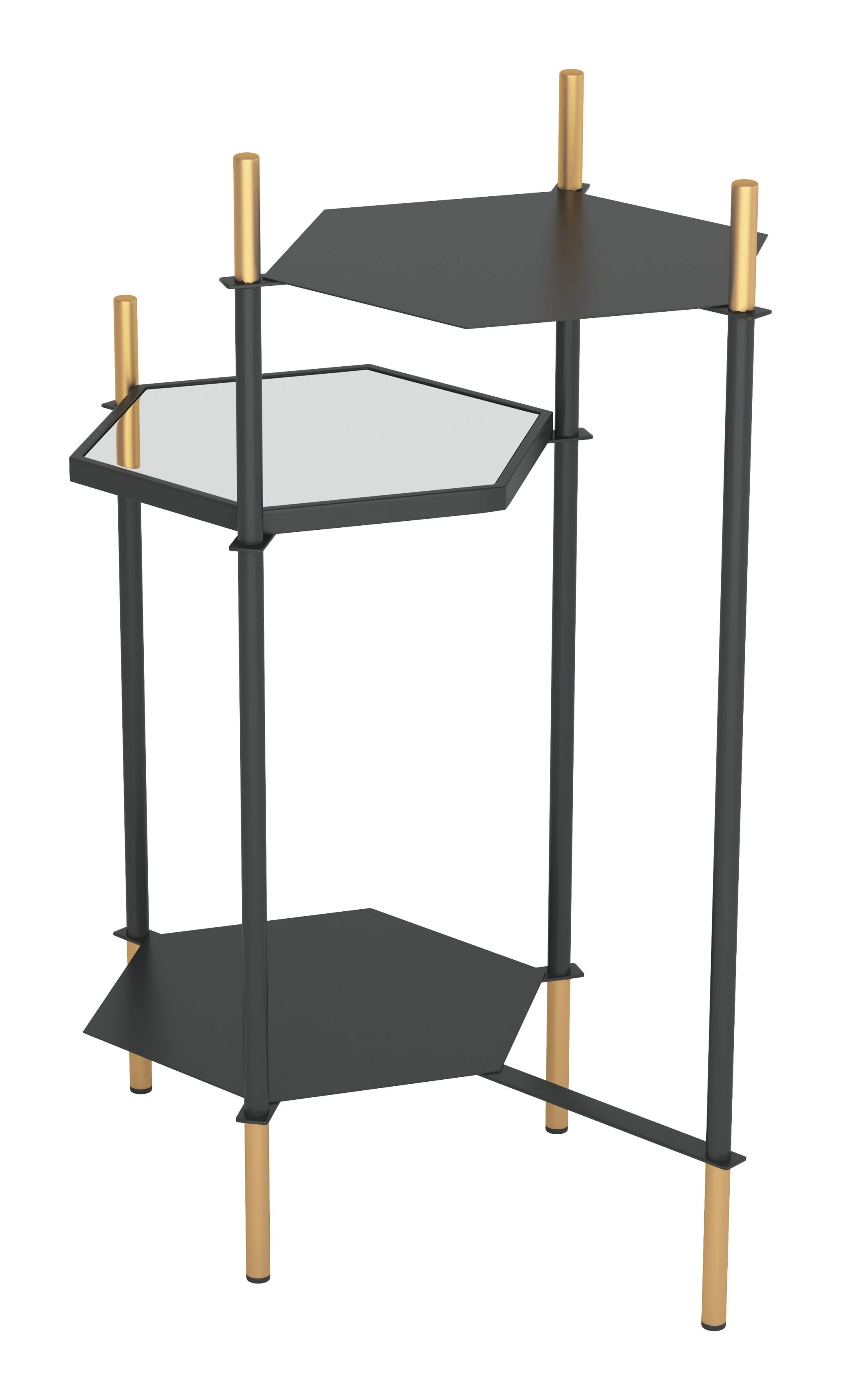 27" Gold And Black Glass End Table With Two Shelves By Homeroots - Image 5