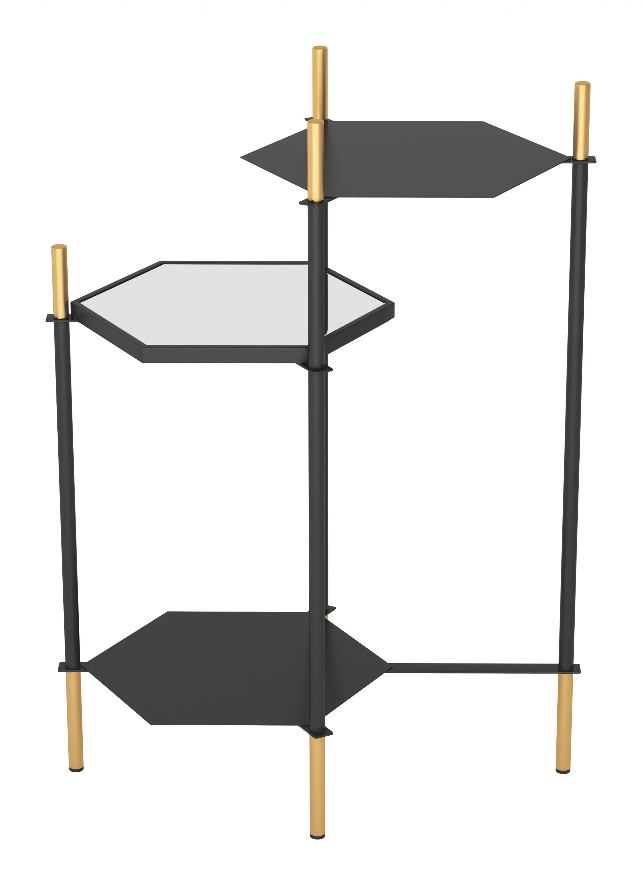 27" Gold And Black Glass End Table With Two Shelves By Homeroots - Image 7