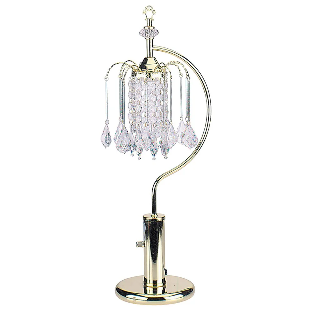 27" Gold Metal Chandelier Faux Crystal Table Lamp By Homeroots - Image 2