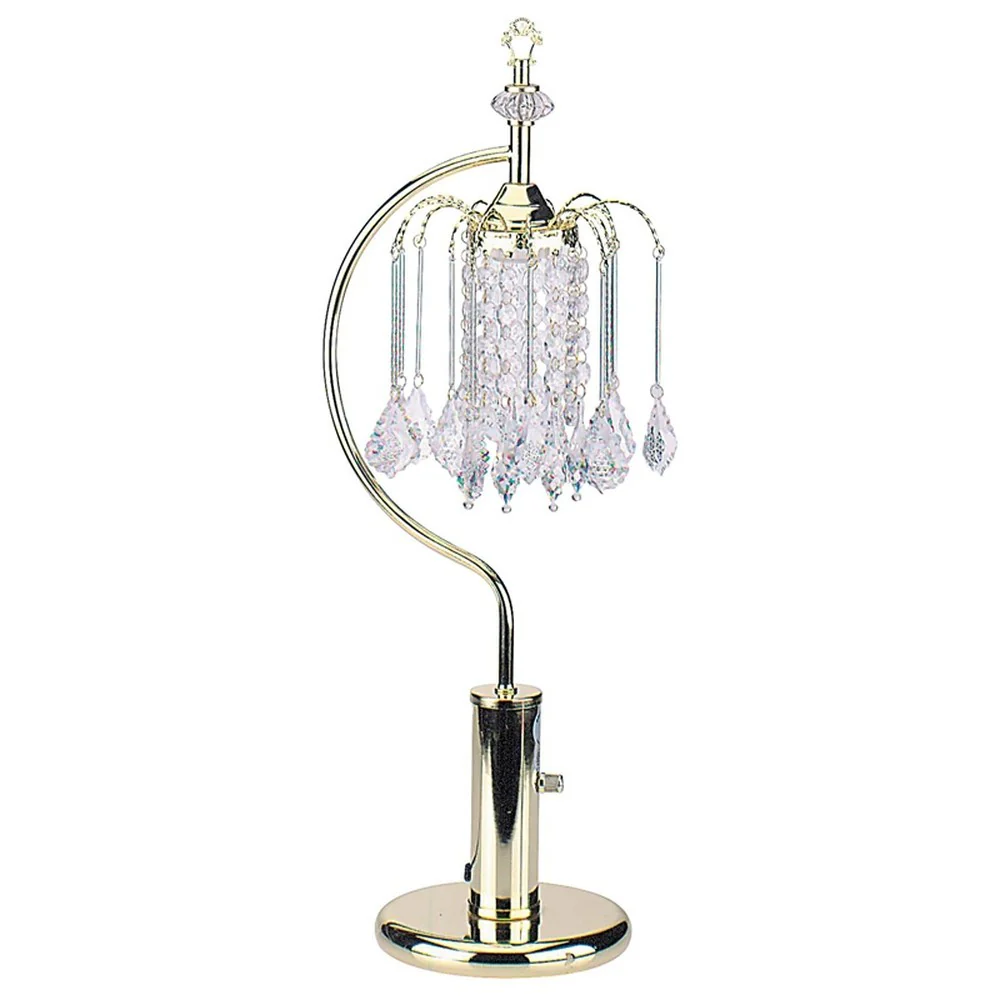 27" Gold Metal Chandelier Faux Crystal Table Lamp By Homeroots - Image 3