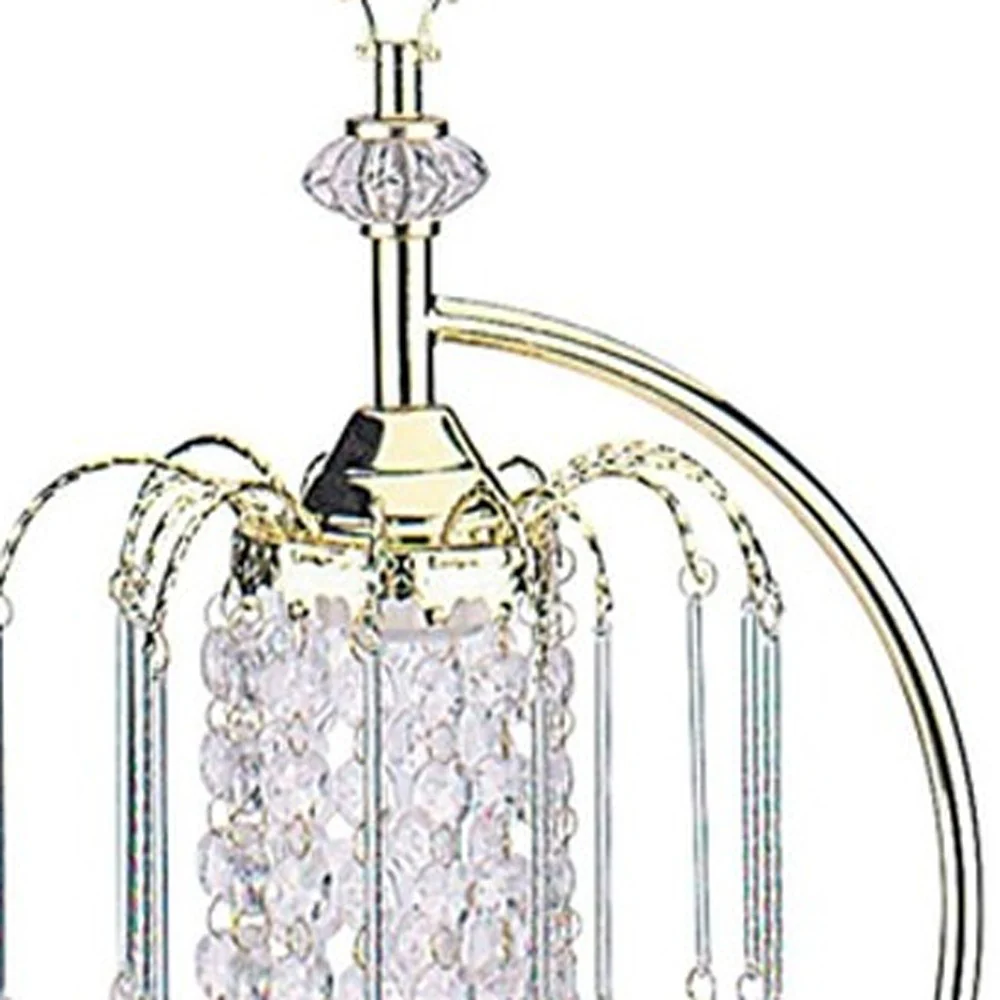 27" Gold Metal Chandelier Faux Crystal Table Lamp By Homeroots - Image 4