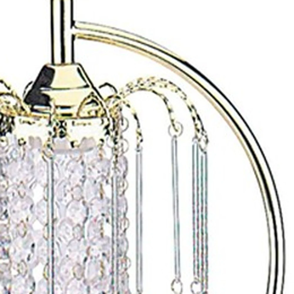 27" Gold Metal Chandelier Faux Crystal Table Lamp By Homeroots - Image 5