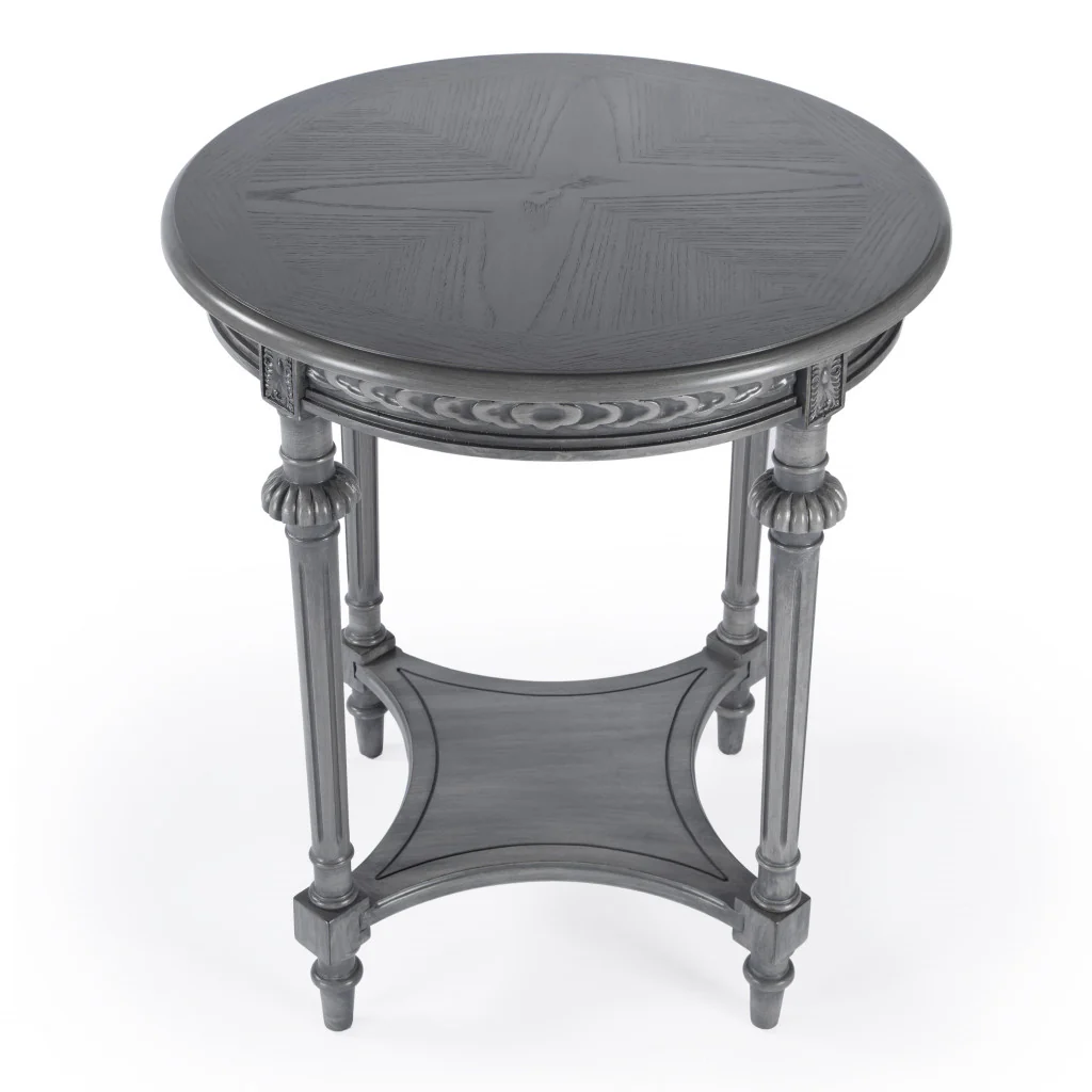 27" Gray Classic Round End Table With Shelf By Homeroots - Image 2