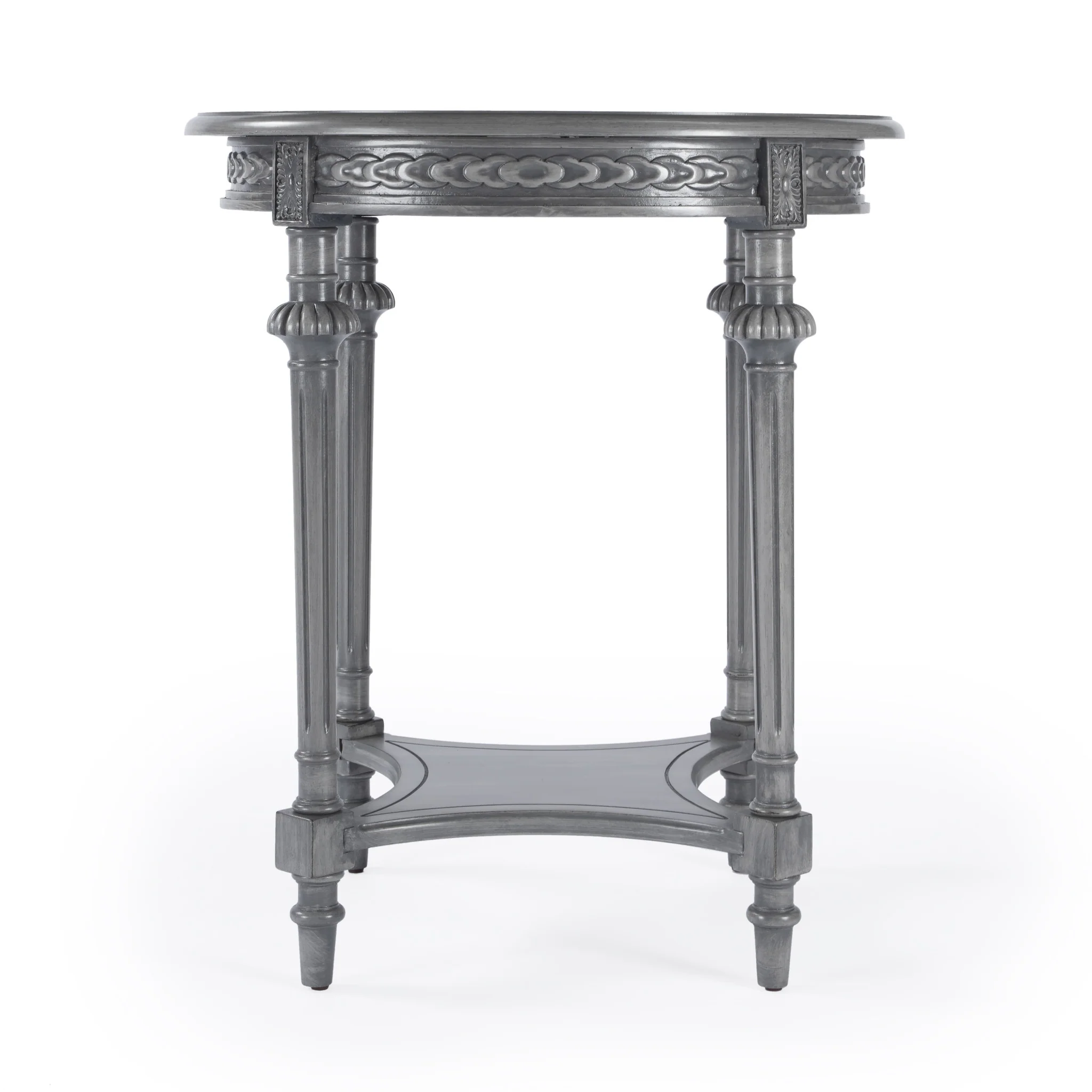27" Gray Classic Round End Table With Shelf By Homeroots - Image 3