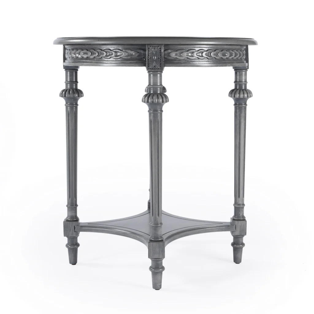 27" Gray Classic Round End Table With Shelf By Homeroots - Image 4