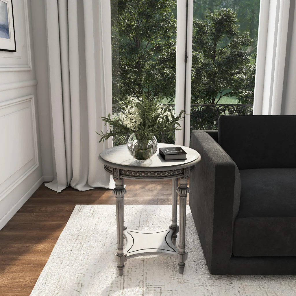 27" Gray Classic Round End Table With Shelf By Homeroots - Image 8