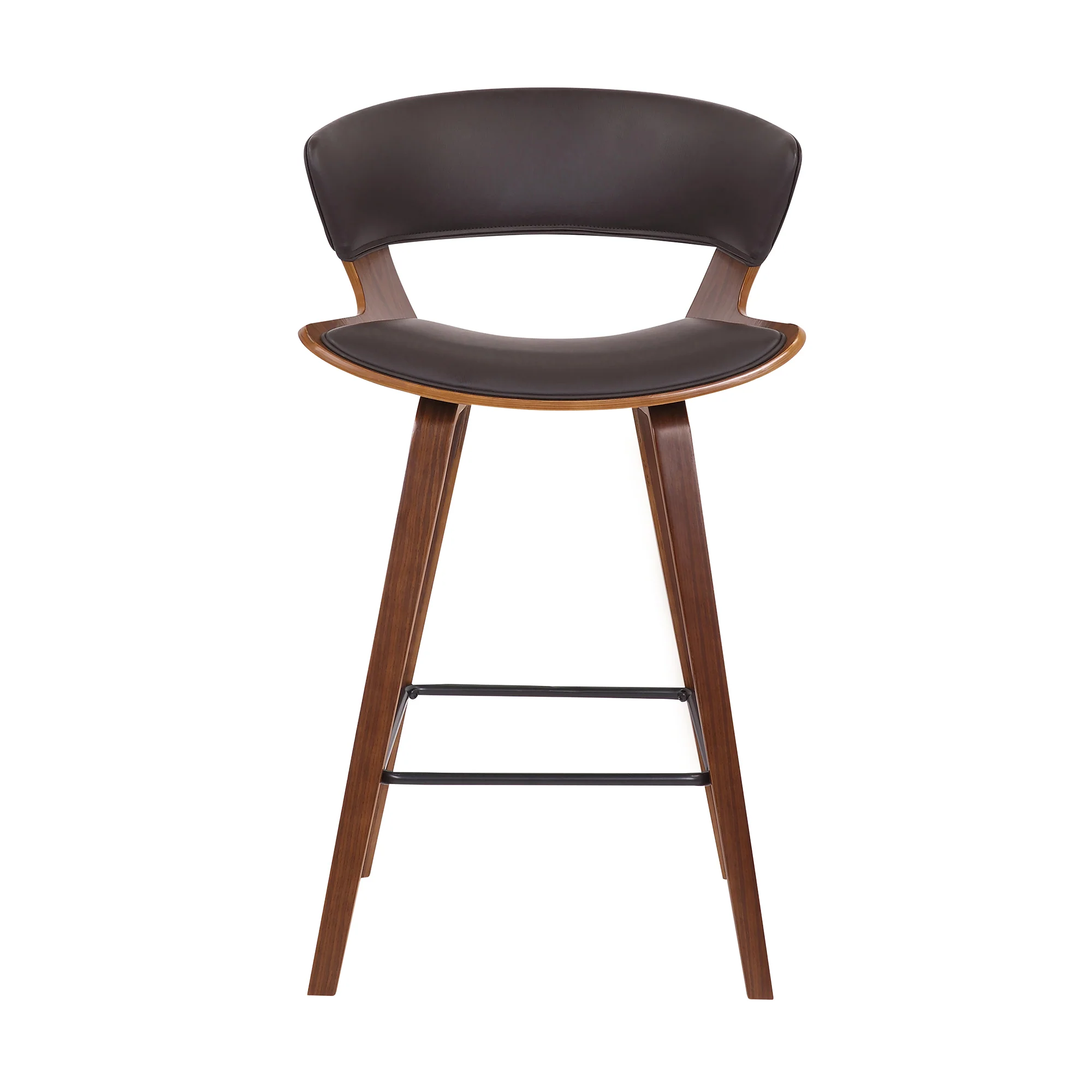 27 Inches Saddle Seat Leatherette Counter Stool, Brown By Benzara - Image 2