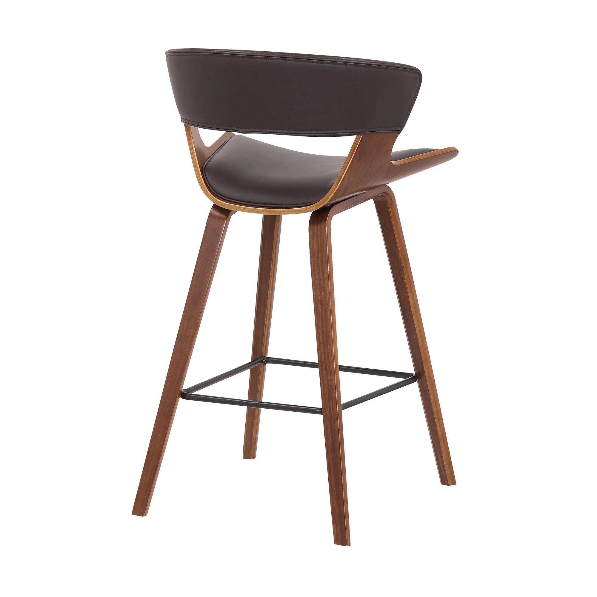 27 Inches Saddle Seat Leatherette Counter Stool, Brown By Benzara - Image 4