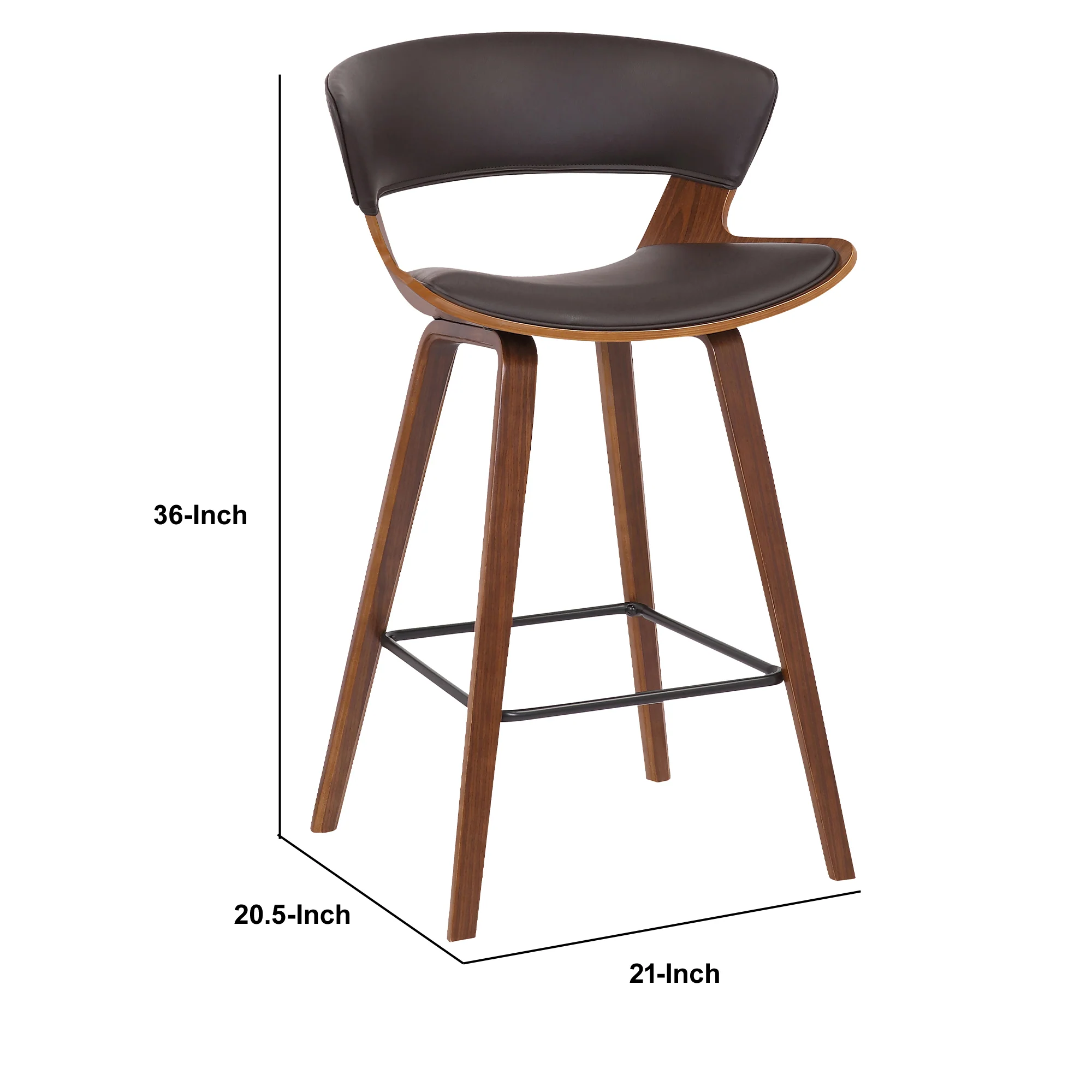 27 Inches Saddle Seat Leatherette Counter Stool, Brown By Benzara - Image 5