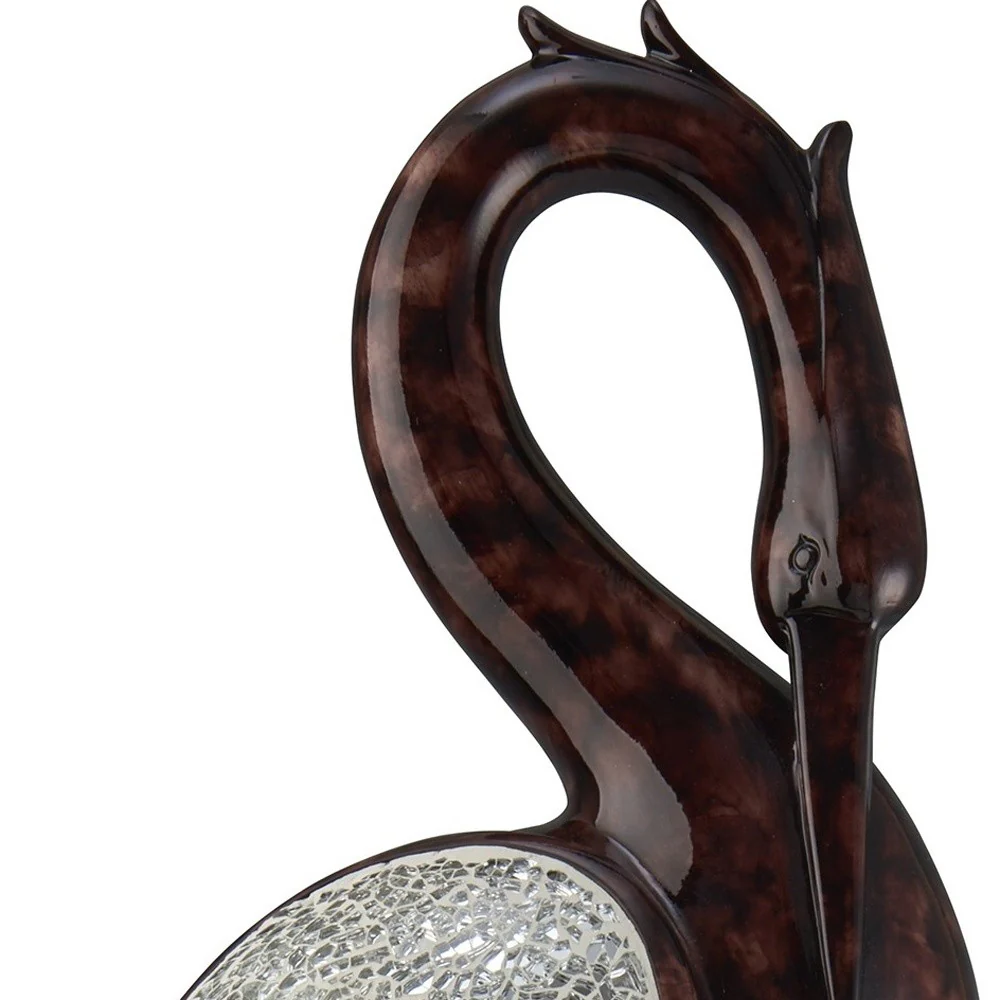 27" Marbleized Cherry Brown Polyresin Crane Figurine Sculpture By Homeroots - Image 4