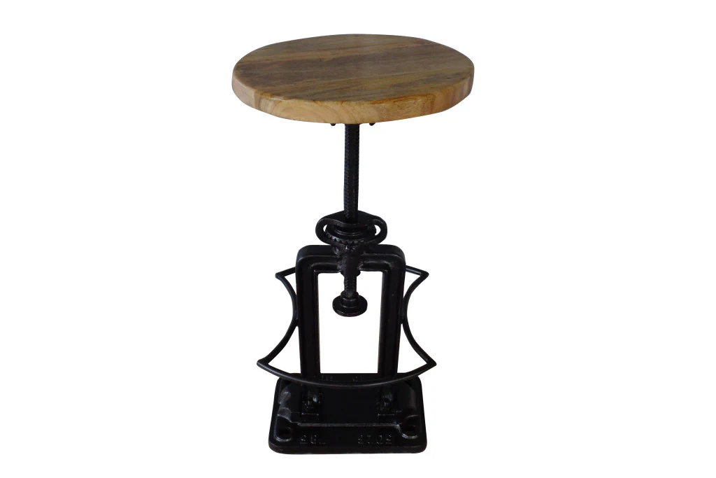 27" Natural And Black Iron Backless Adjustable Height Bar Chair With Footrest By Homeroots - Image 2