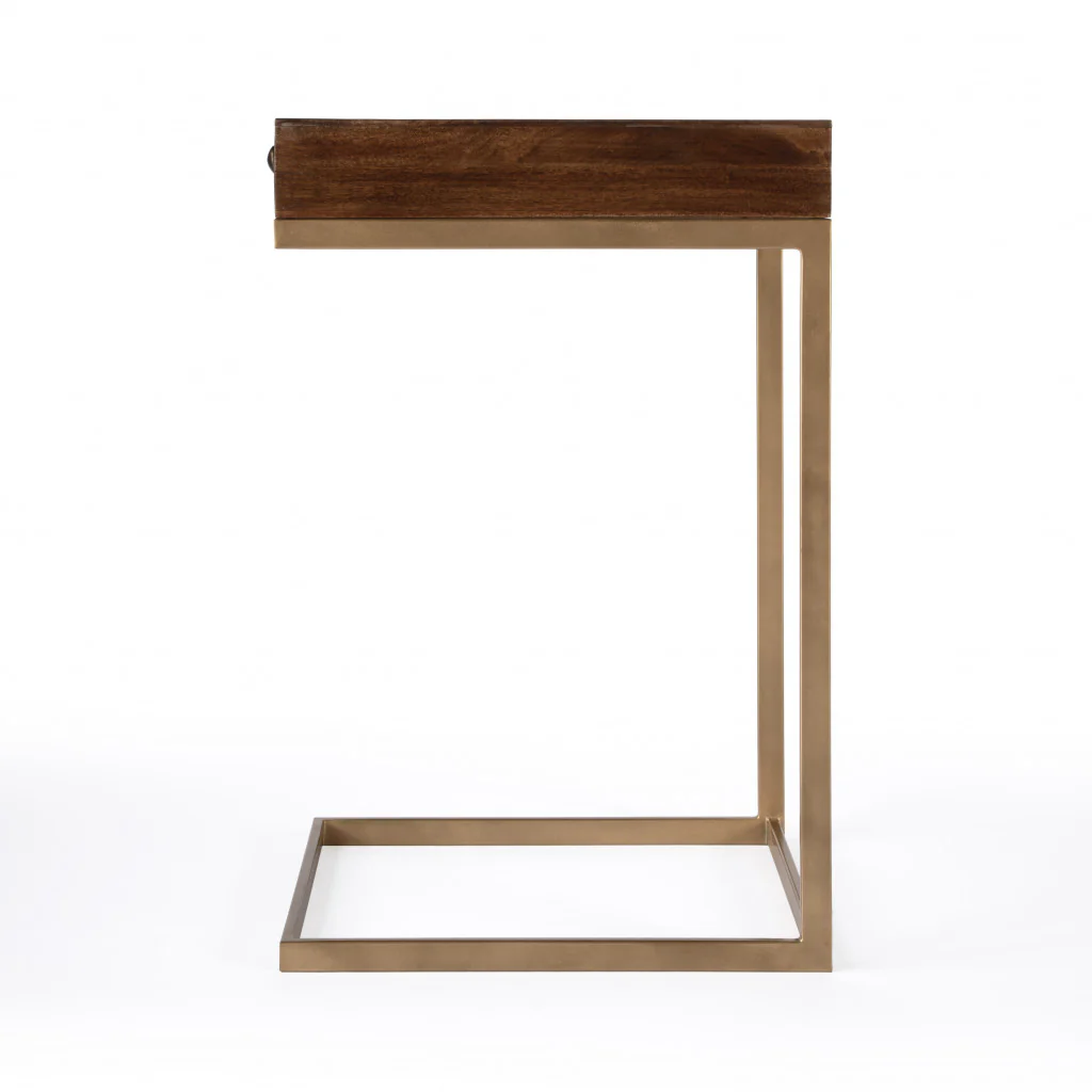 27" Natural Brown Solid And Manufactured Wood Square End Table With Drawer By Homeroots - Image 5