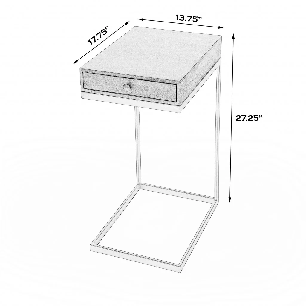 27" Natural Brown Solid And Manufactured Wood Square End Table With Drawer By Homeroots - Image 9