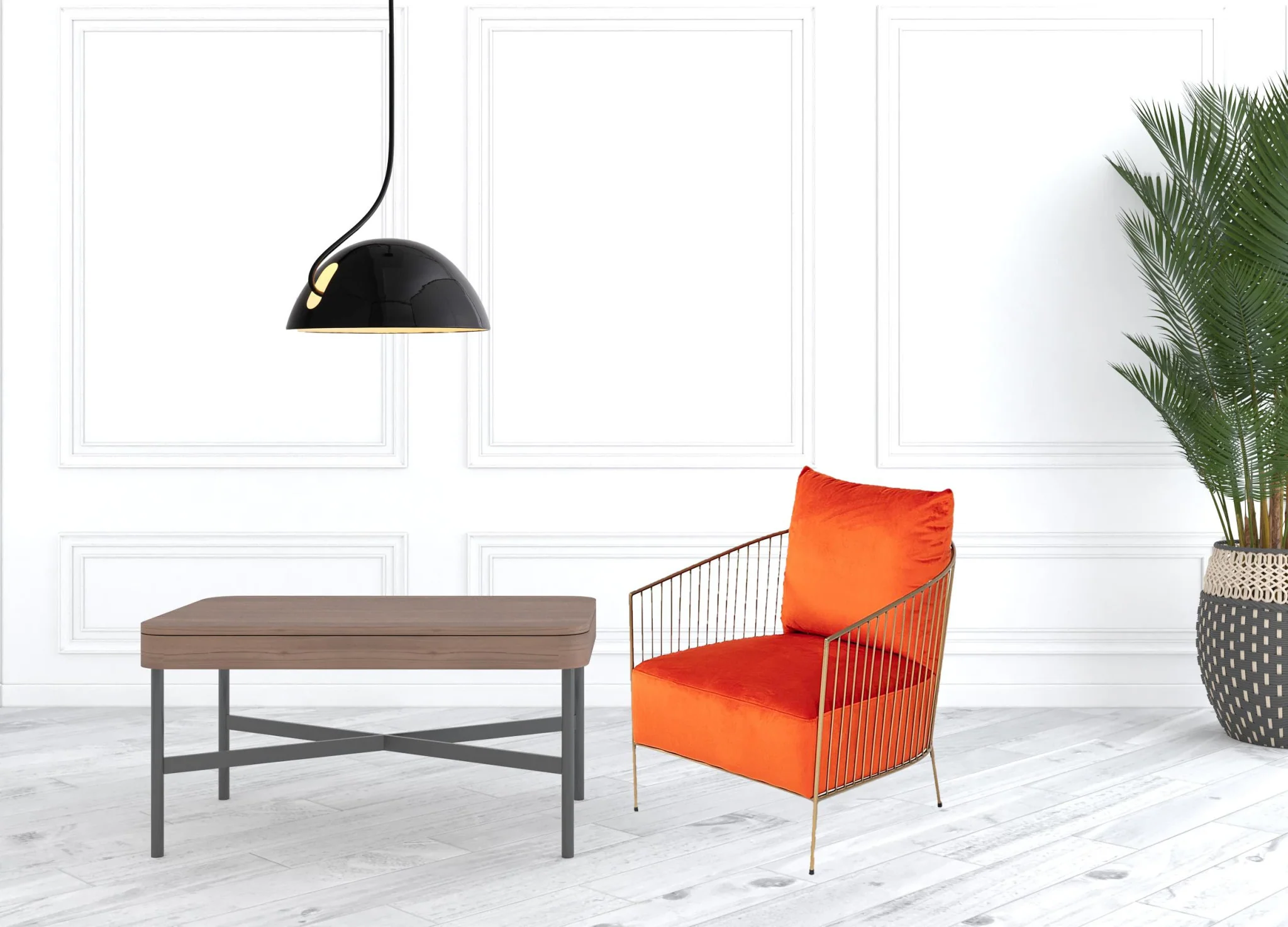 27" Orange Velvet And Gold Solid Color Arm Chair By Homeroots - Image 5