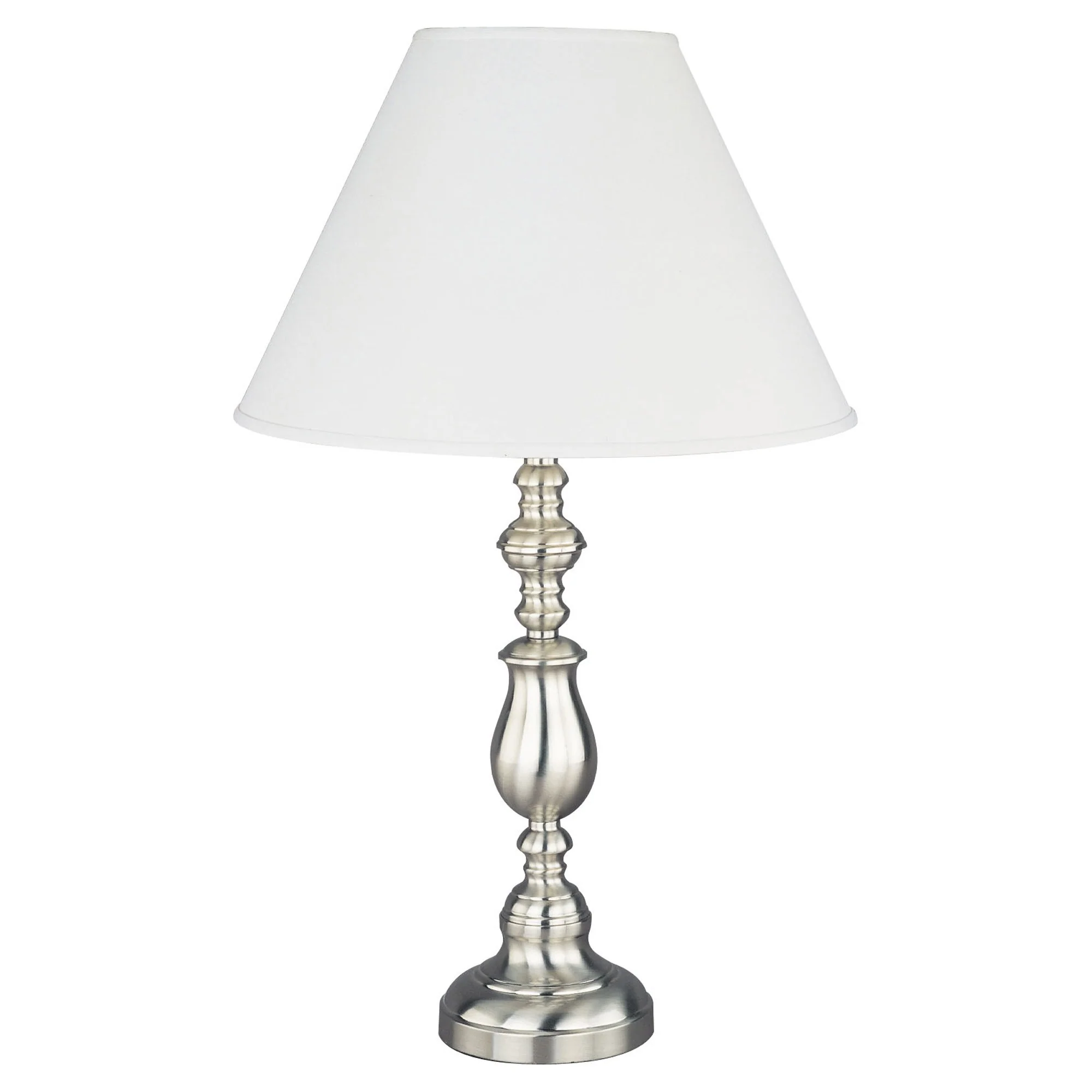 27" Silver Metal Table Lamp With White Classic Empire Shade By Homeroots - Image 2
