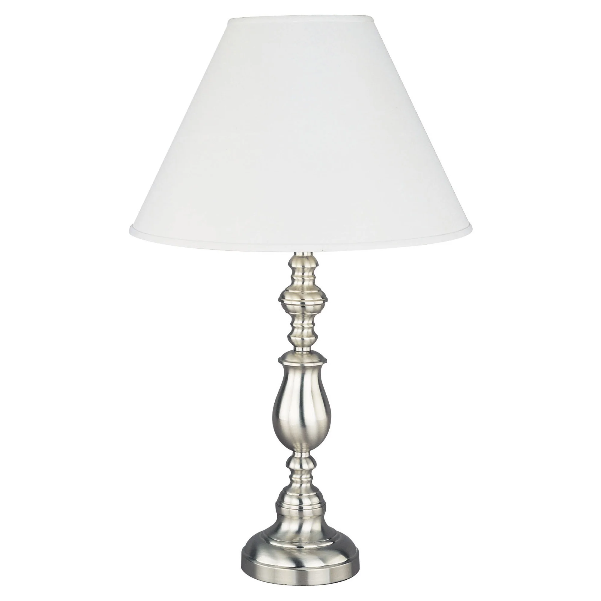 27" Silver Metal Table Lamp With White Classic Empire Shade By Homeroots - Image 3