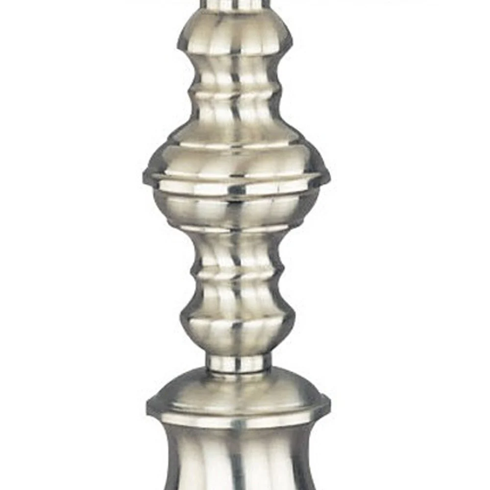 27" Silver Metal Table Lamp With White Classic Empire Shade By Homeroots - Image 4