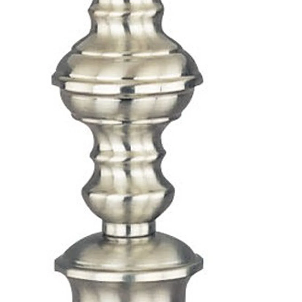 27" Silver Metal Table Lamp With White Classic Empire Shade By Homeroots - Image 5