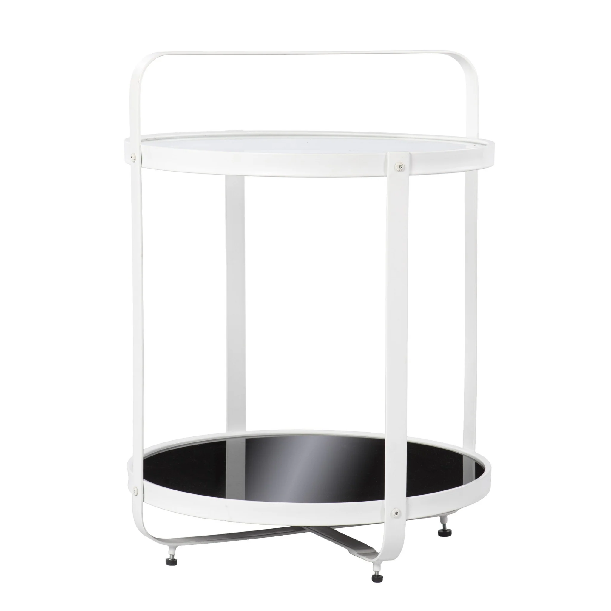 27" White Glass And Iron Round End Table With Shelf By Homeroots - Image 2