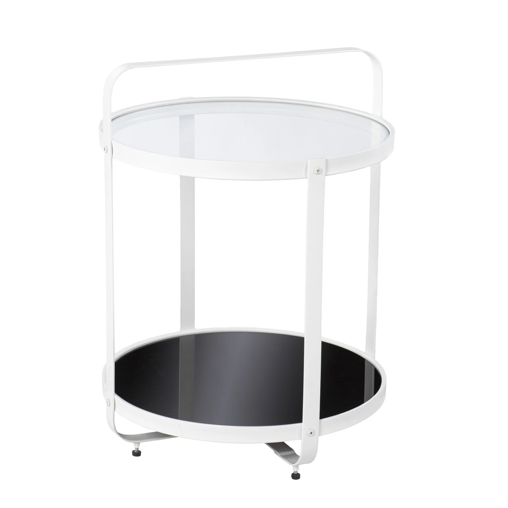 27" White Glass And Iron Round End Table With Shelf By Homeroots - Image 3
